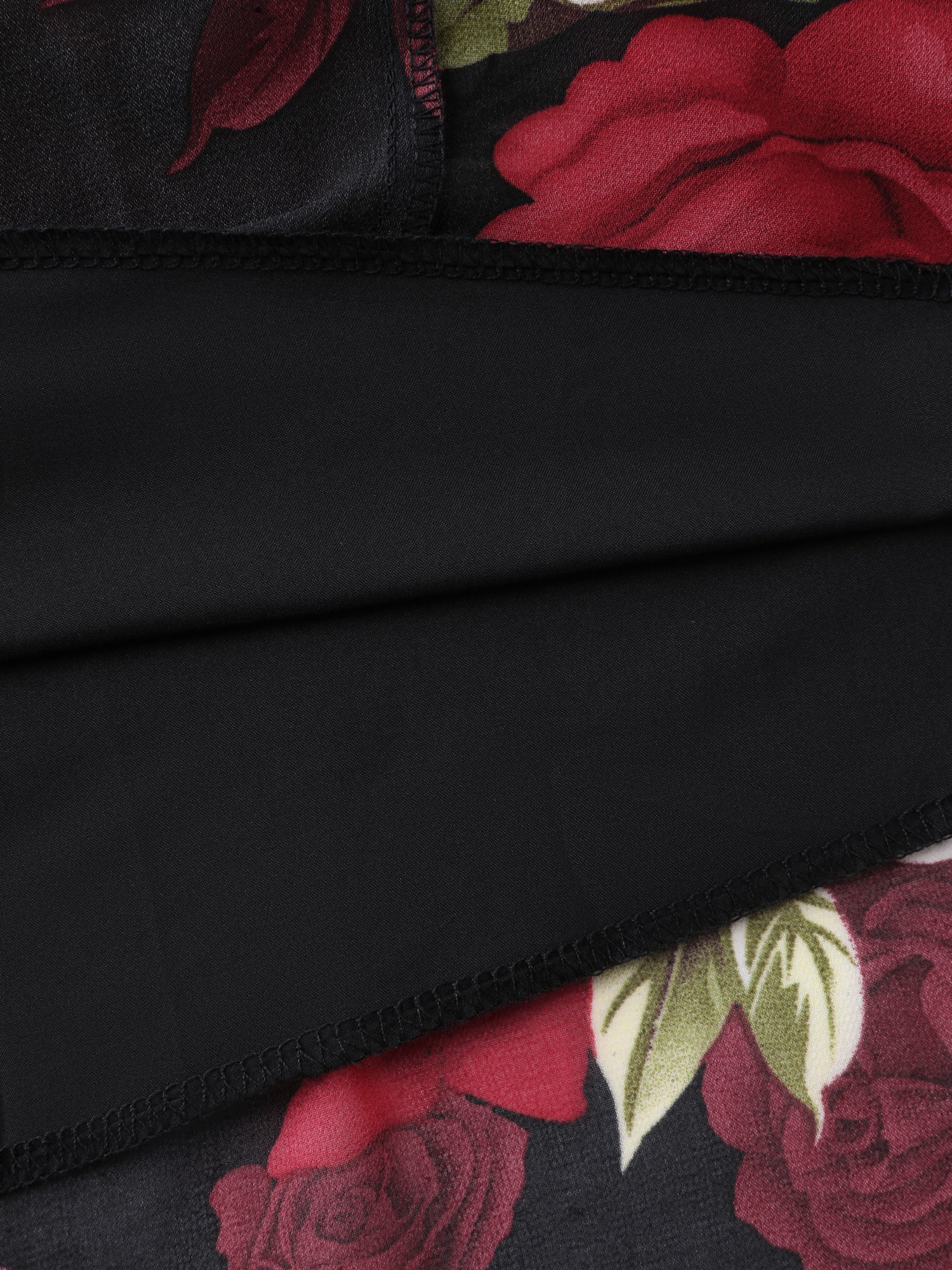 Large Flower Print Wide Waistband Midi Skirt