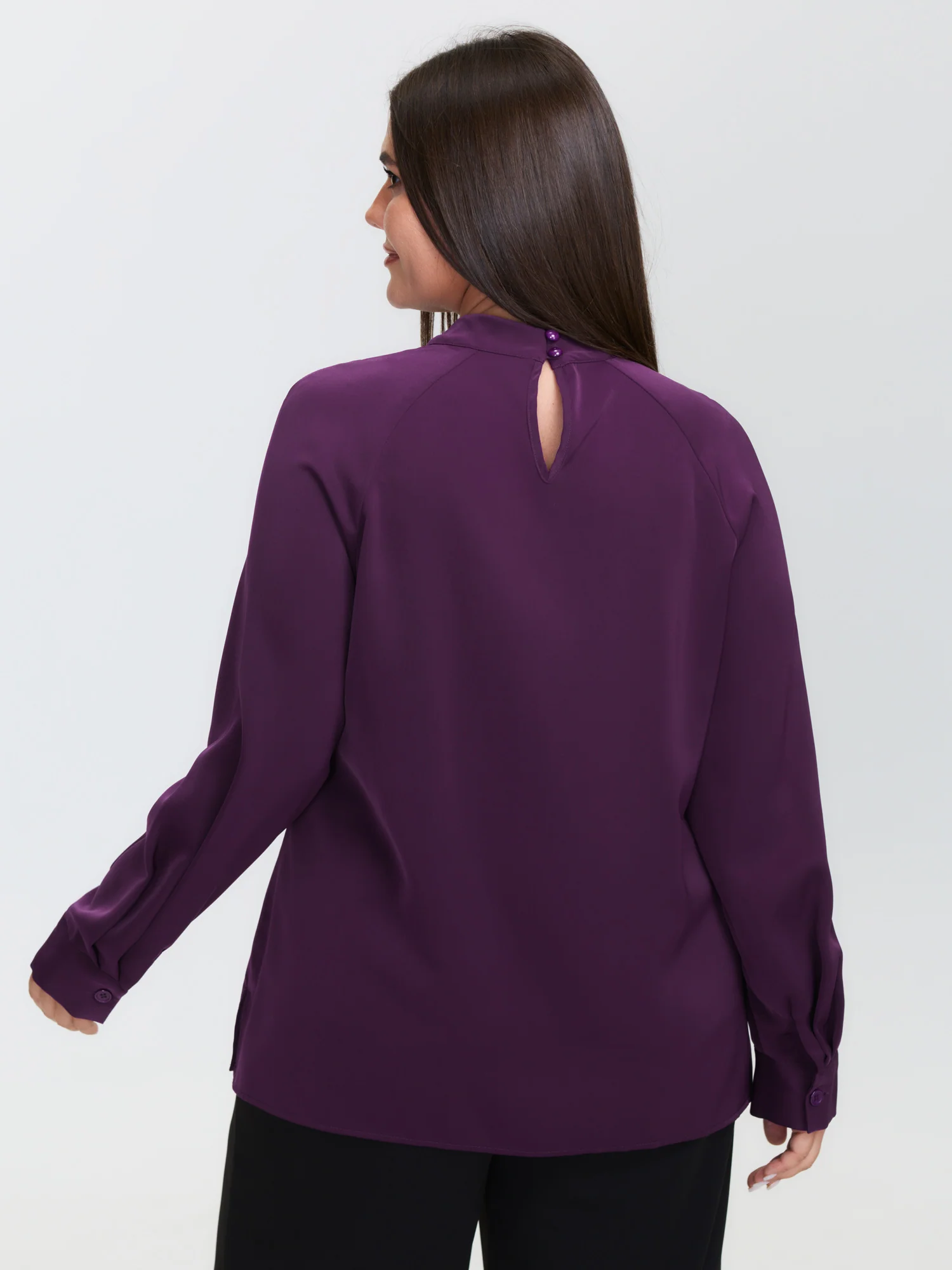 Cut-Out Neckline Pleated Blouse