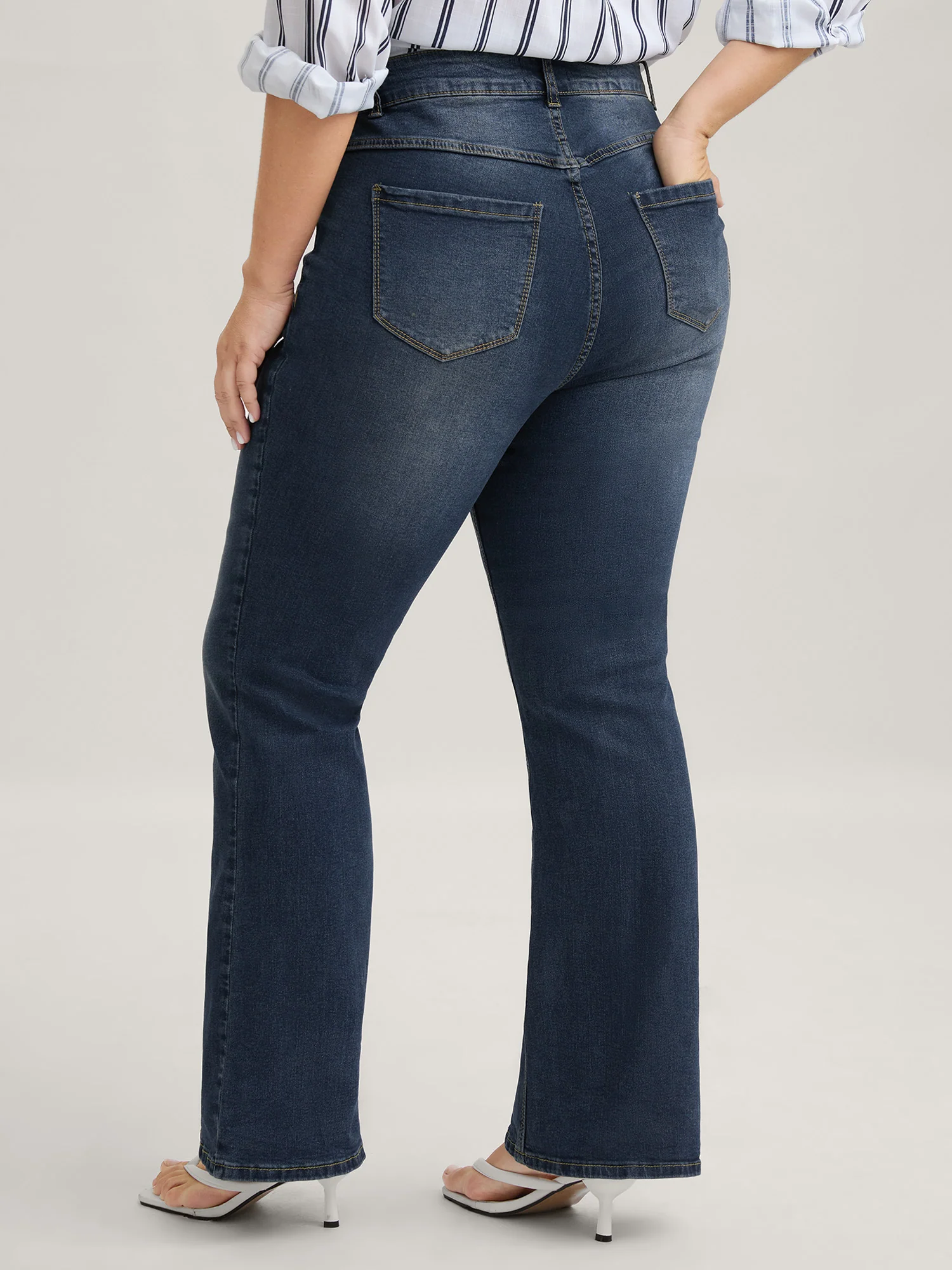 Bootcut Very Stretchy Mid Rise Medium Wash Sculpt Waist Jeans