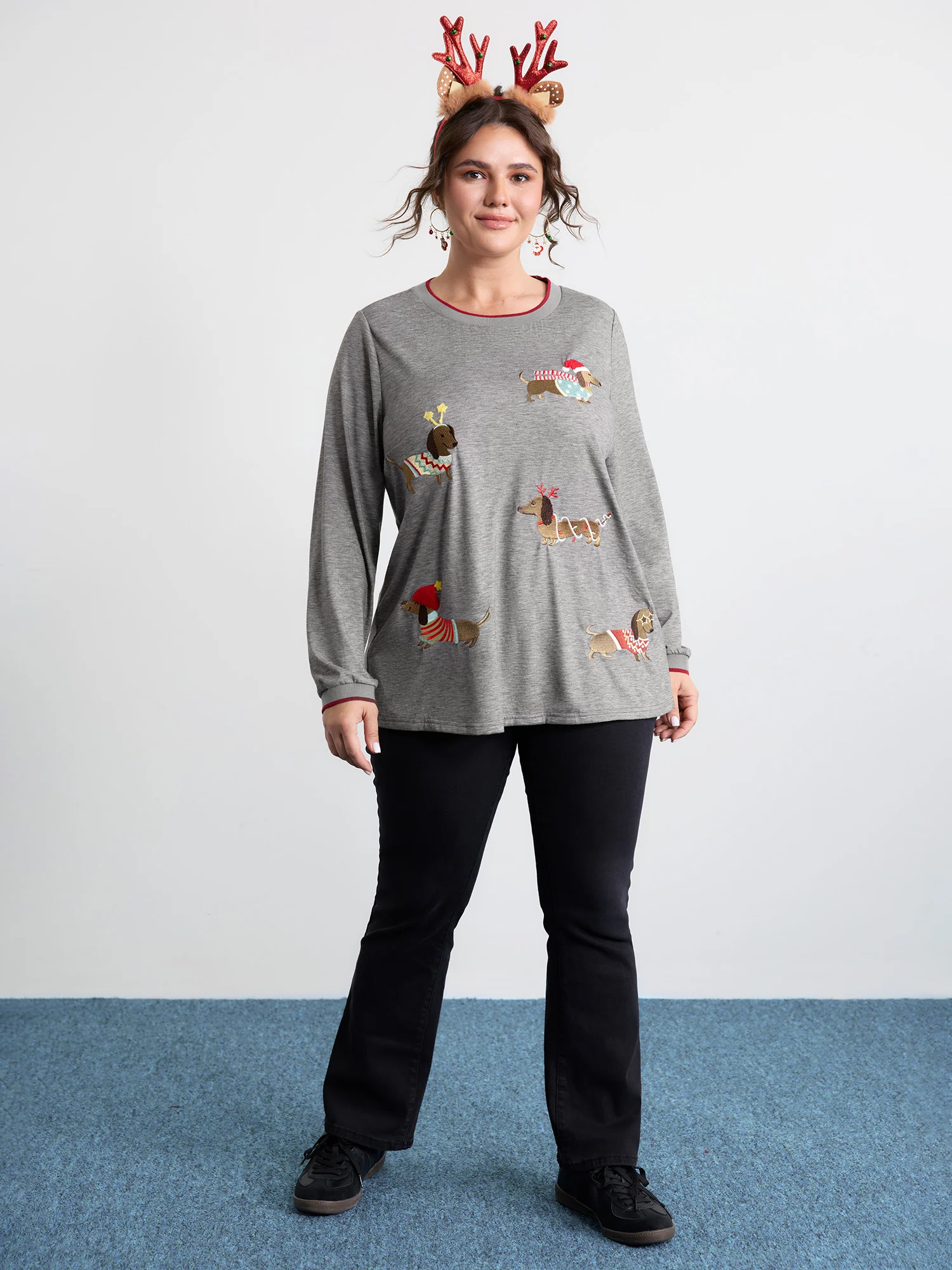 Supersoft Puppy Embroidery Contrast T-Shirt