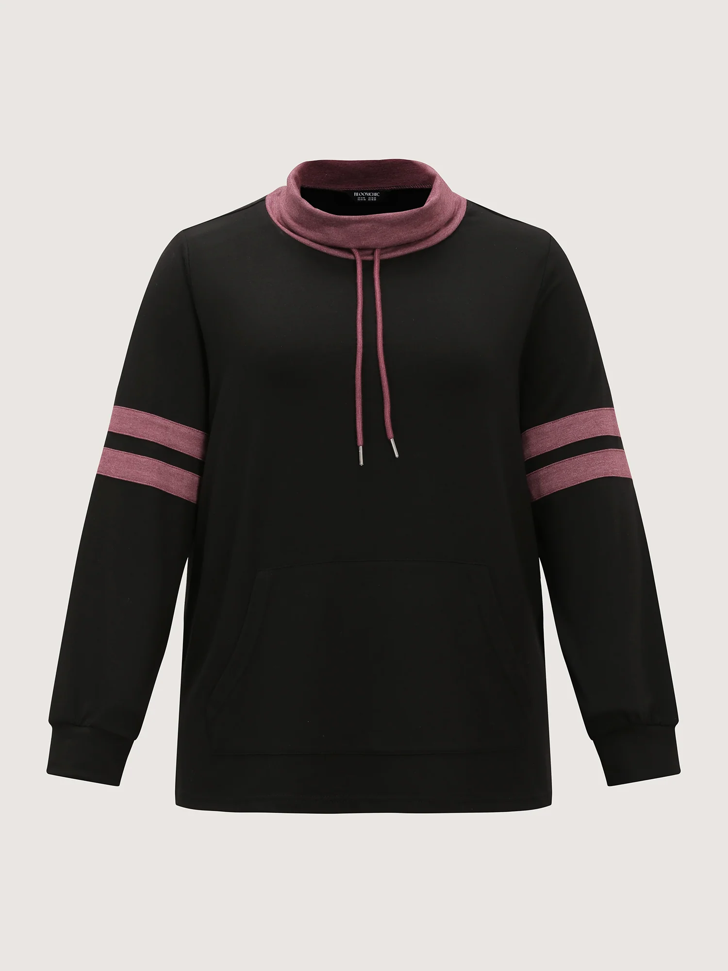 Stripe Color Contrast High Neck Sweatshirt