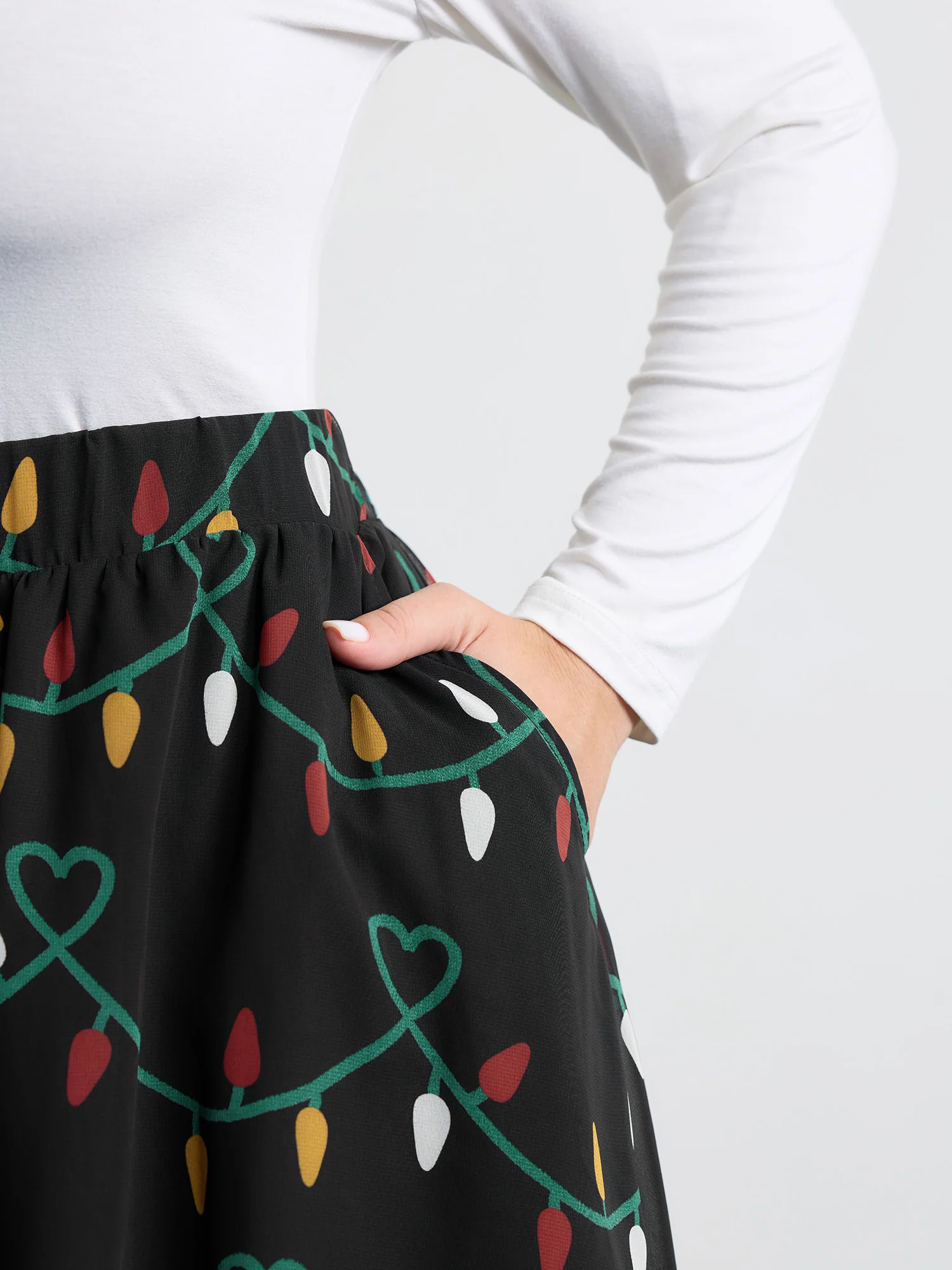 Tweed Fairy Lights Pockets Midi Skirt