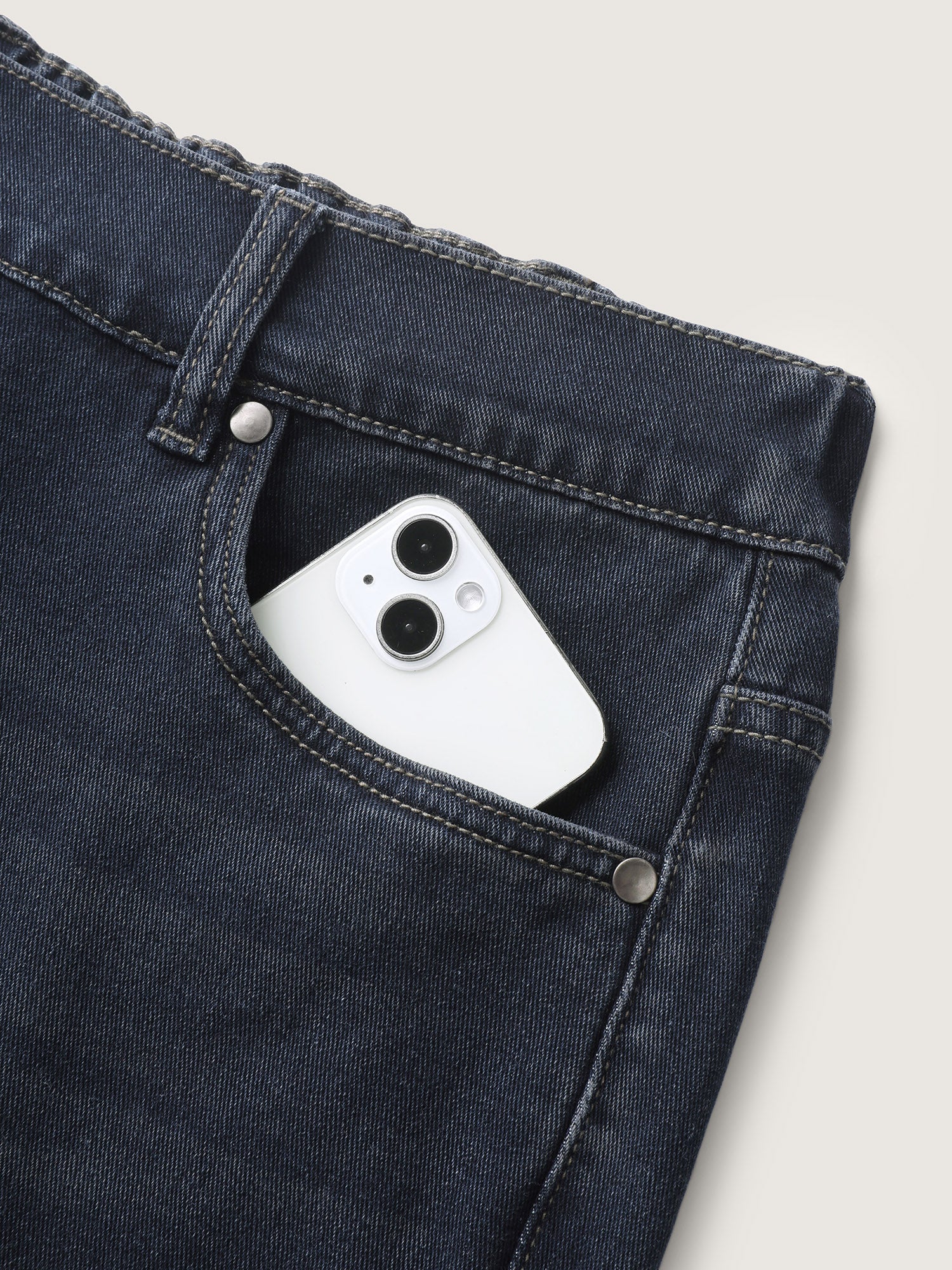 Stretchy Waist Retro Wash Wide-Leg Jeans