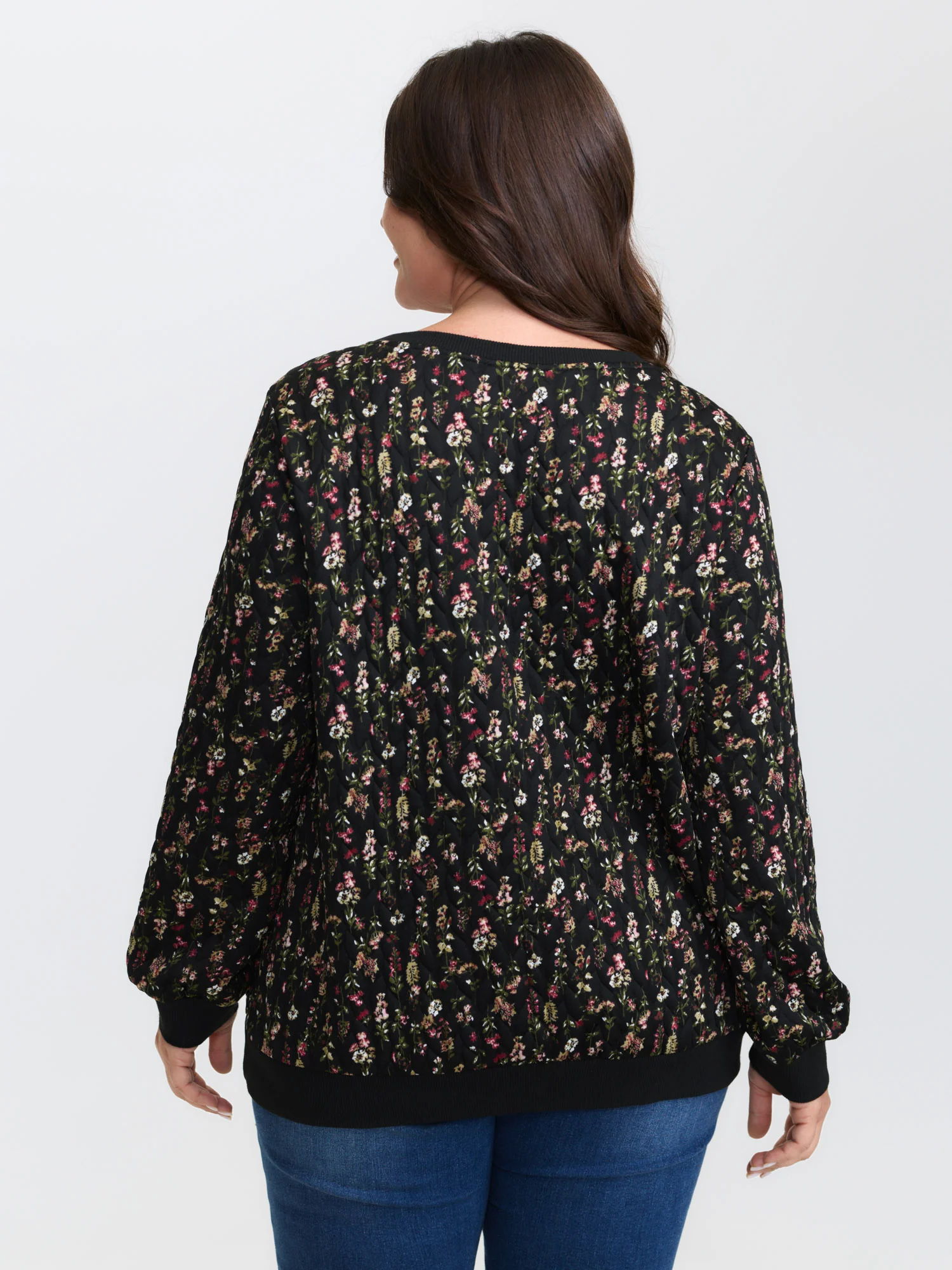 Floral Textured Round Neck Sweatshirt