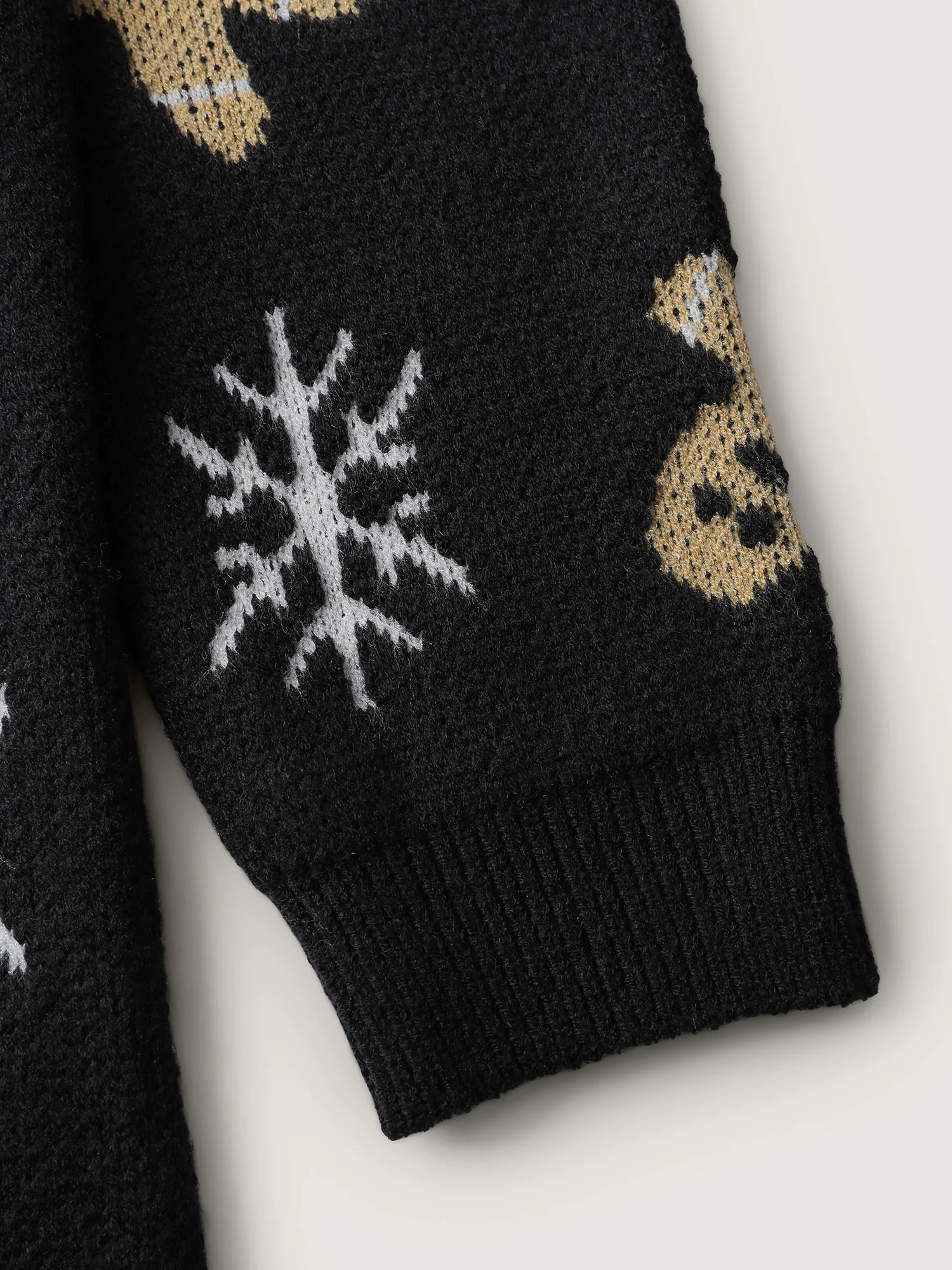 Gingerbread Holiday Jacquard Pockets Cardigan