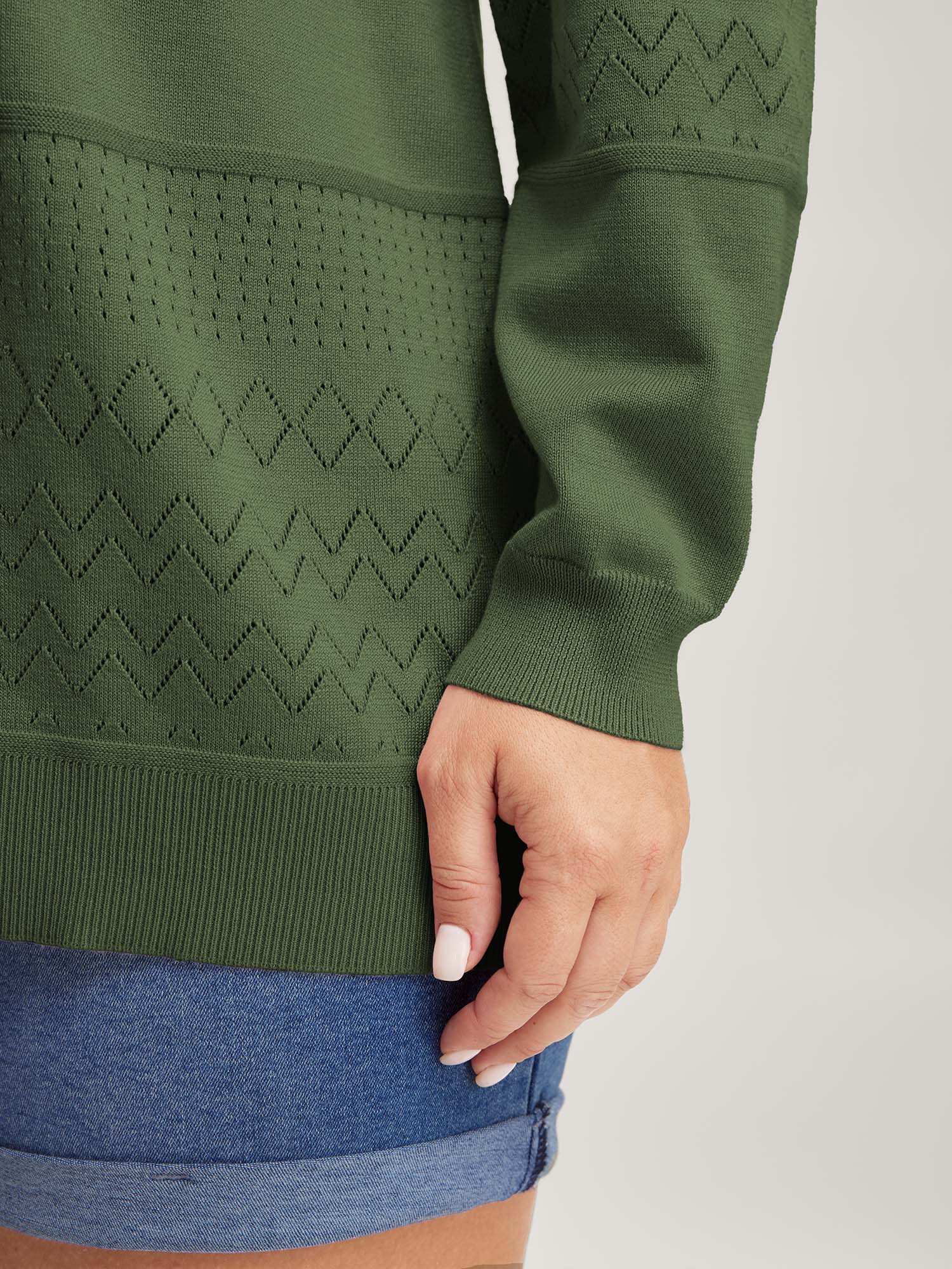 Supersoft Textured Eyelet Trim Pullover