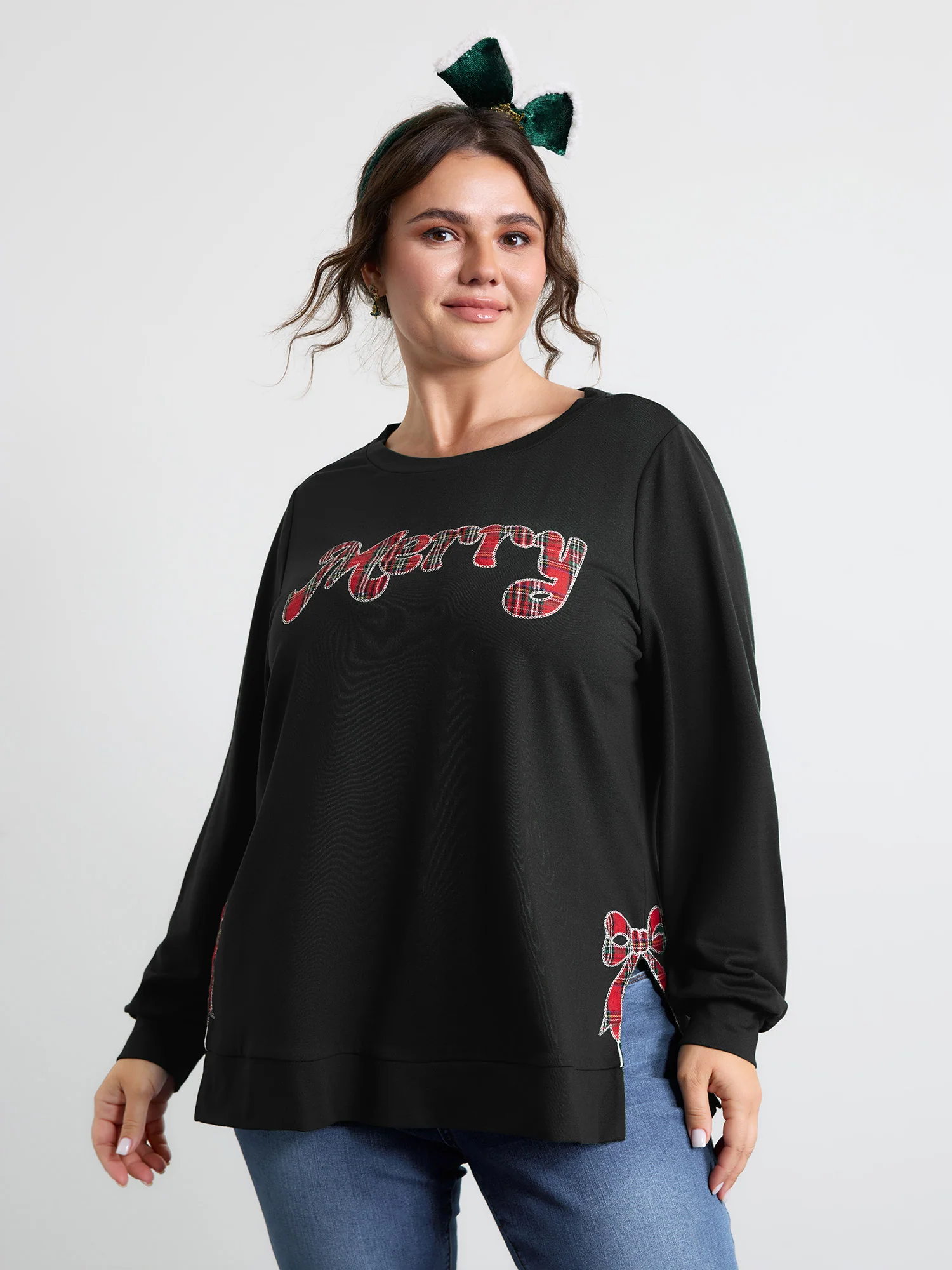 Merry Applique Embroidery Sweatshirt