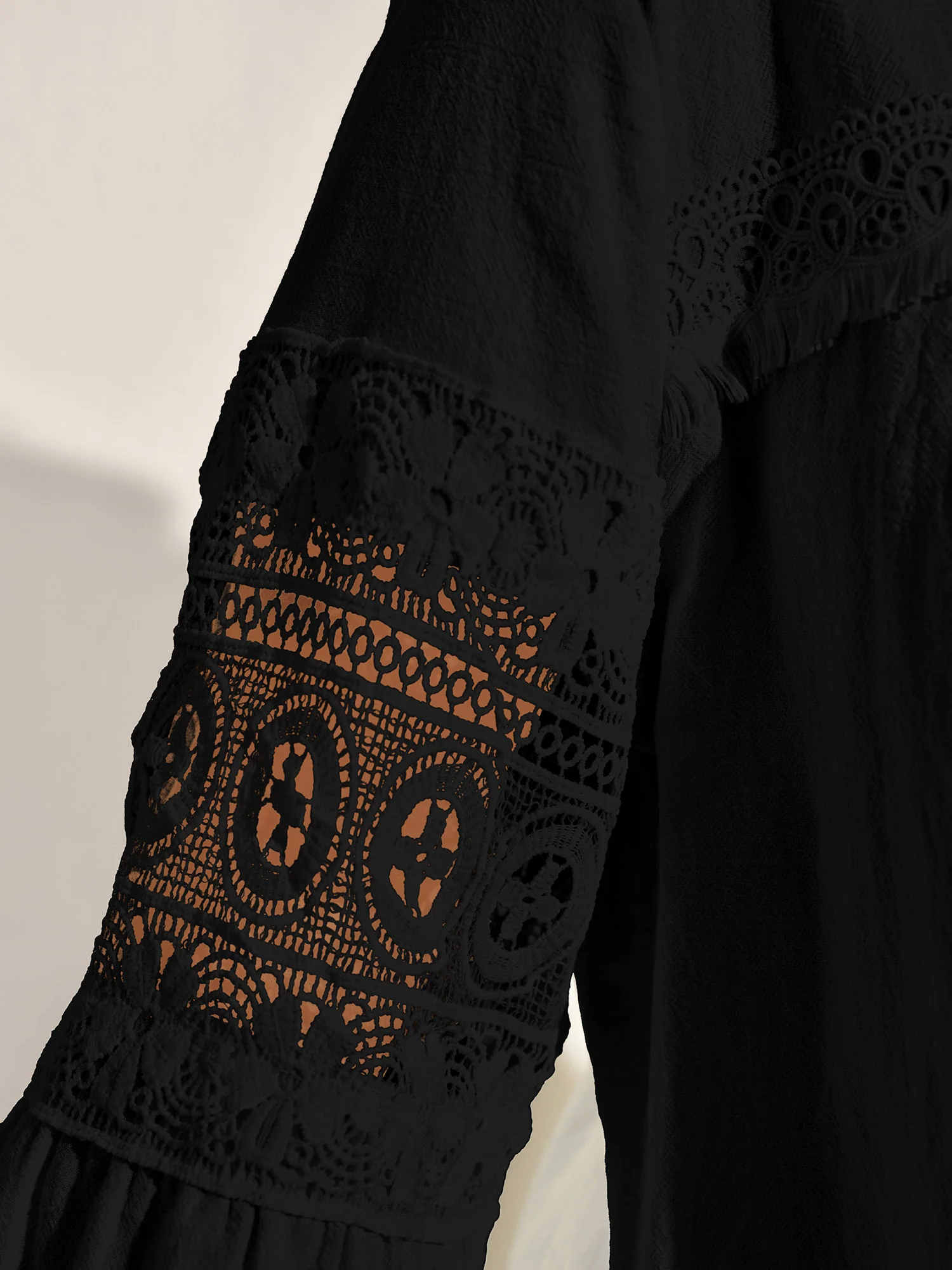 Pure Cotton Sheer Lace Trim Blouse