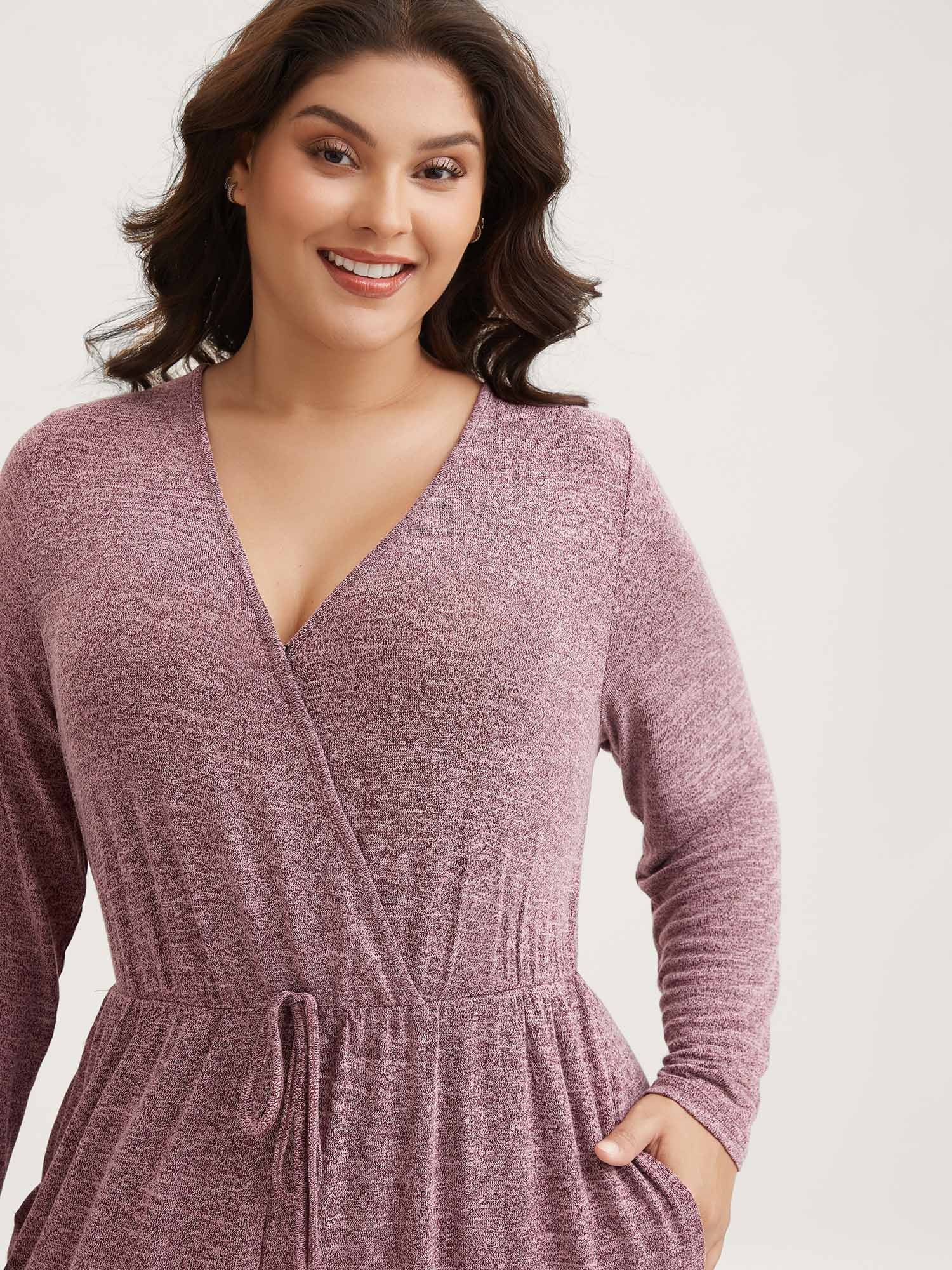 Elastic Waist Overlap Collar Lounge Jumpsuit