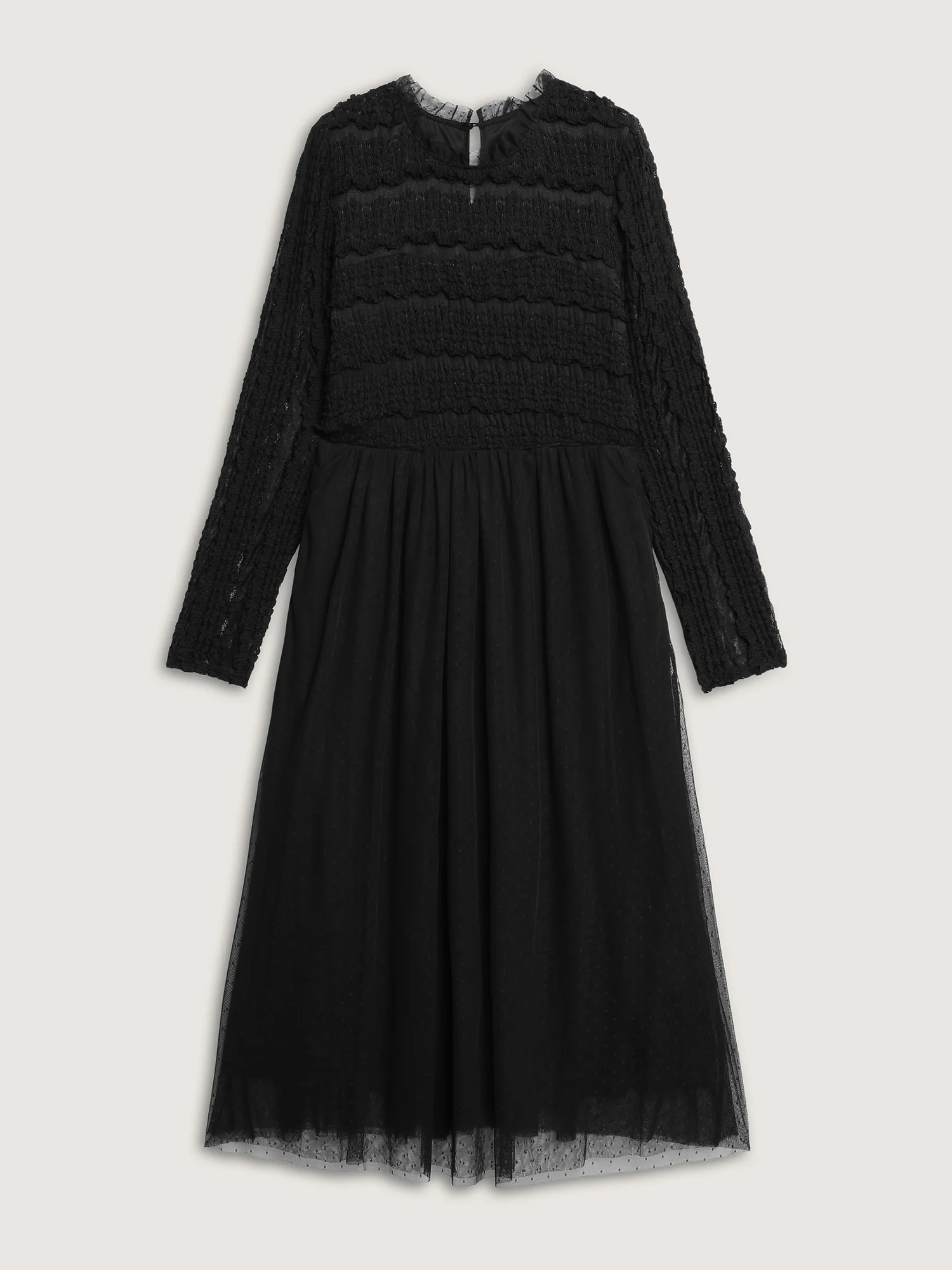 Textured Lace Sheer Lined Maxi Dress