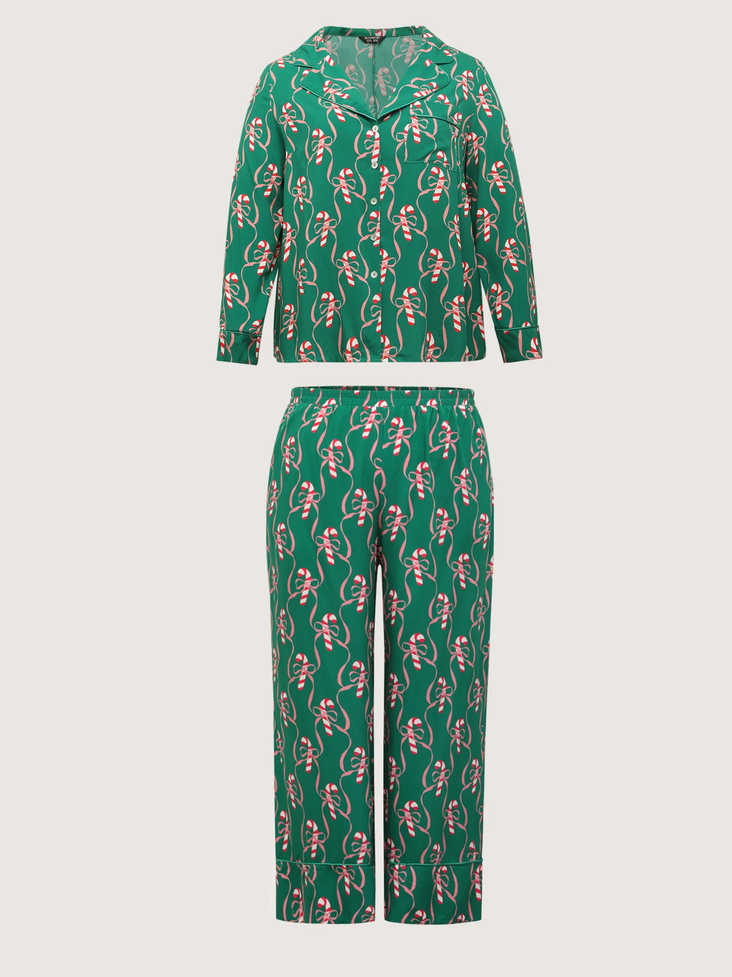 Holiday Print Color Contrast Robe Set