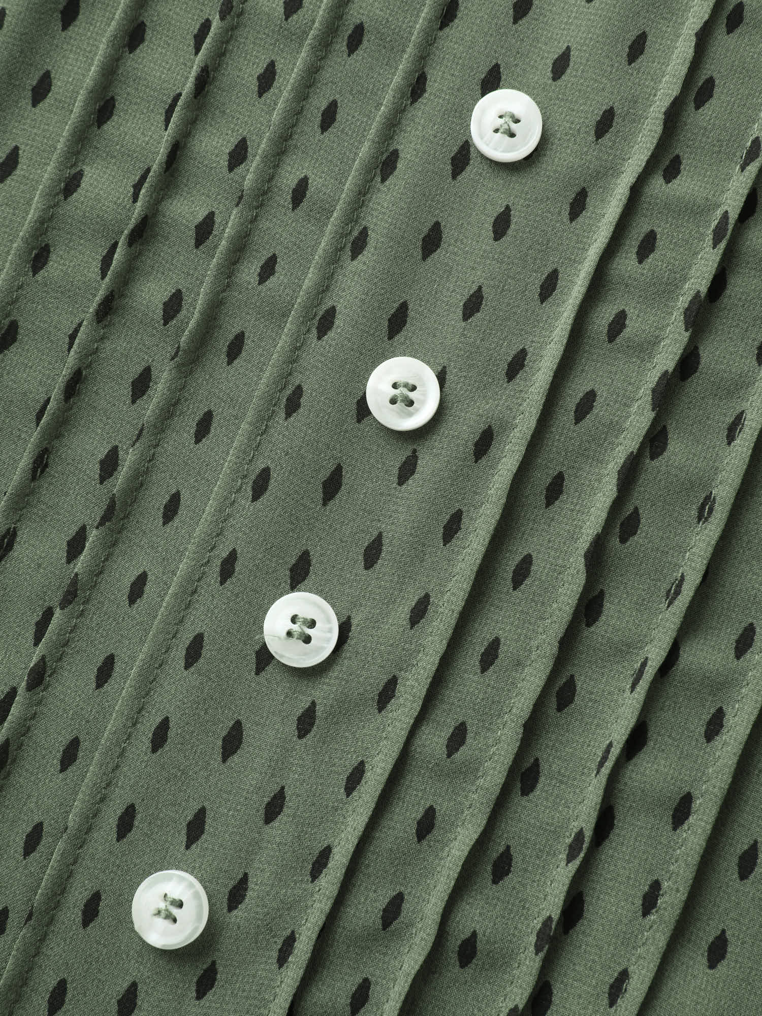 Polka Dots Pin Tuck Button Detail Blouse