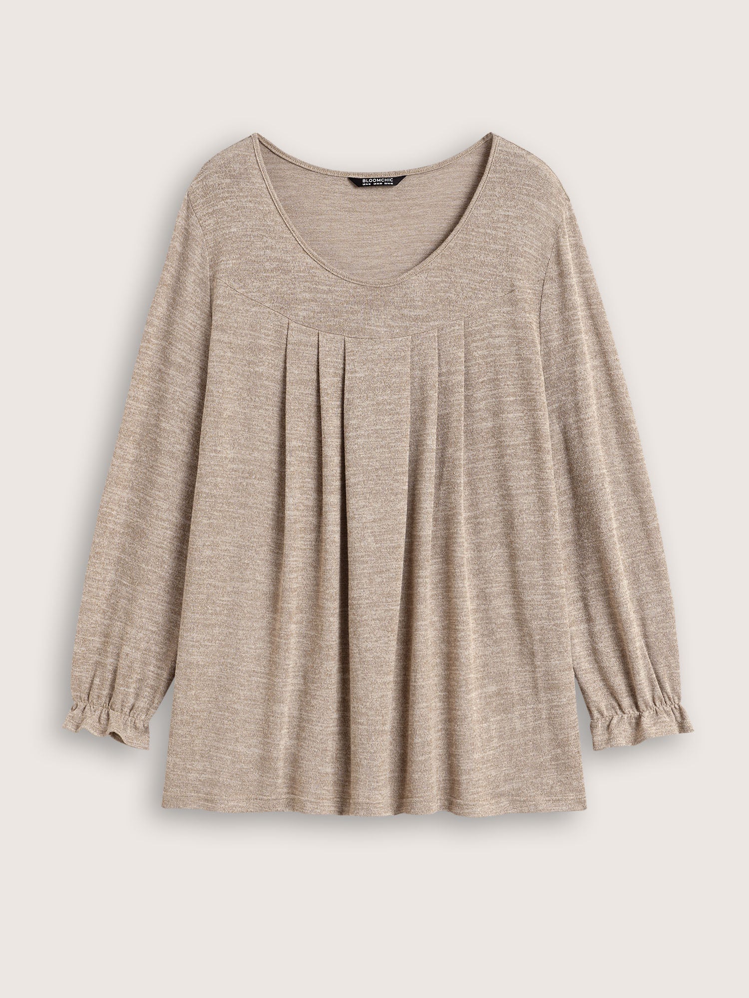 Round Neck Heather Pleated T-shirt