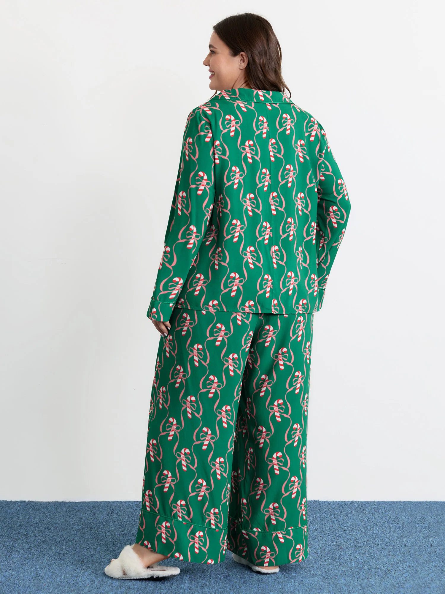 Holiday Print Color Contrast Robe Set