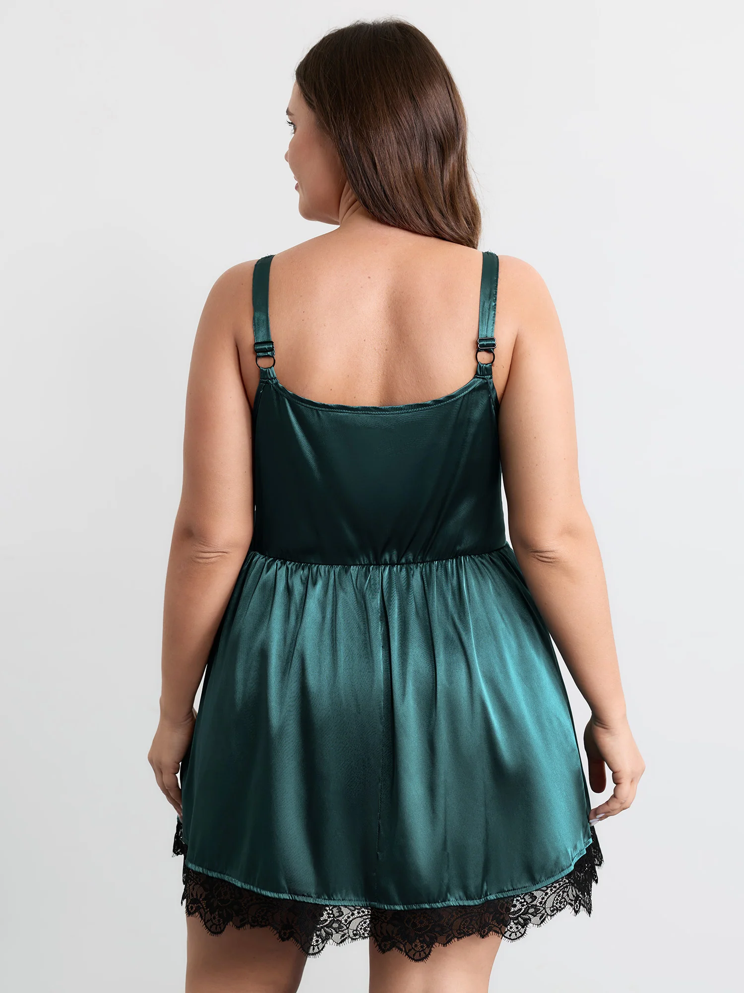 Satin Lace Trim Cut-Out Sleep Dress