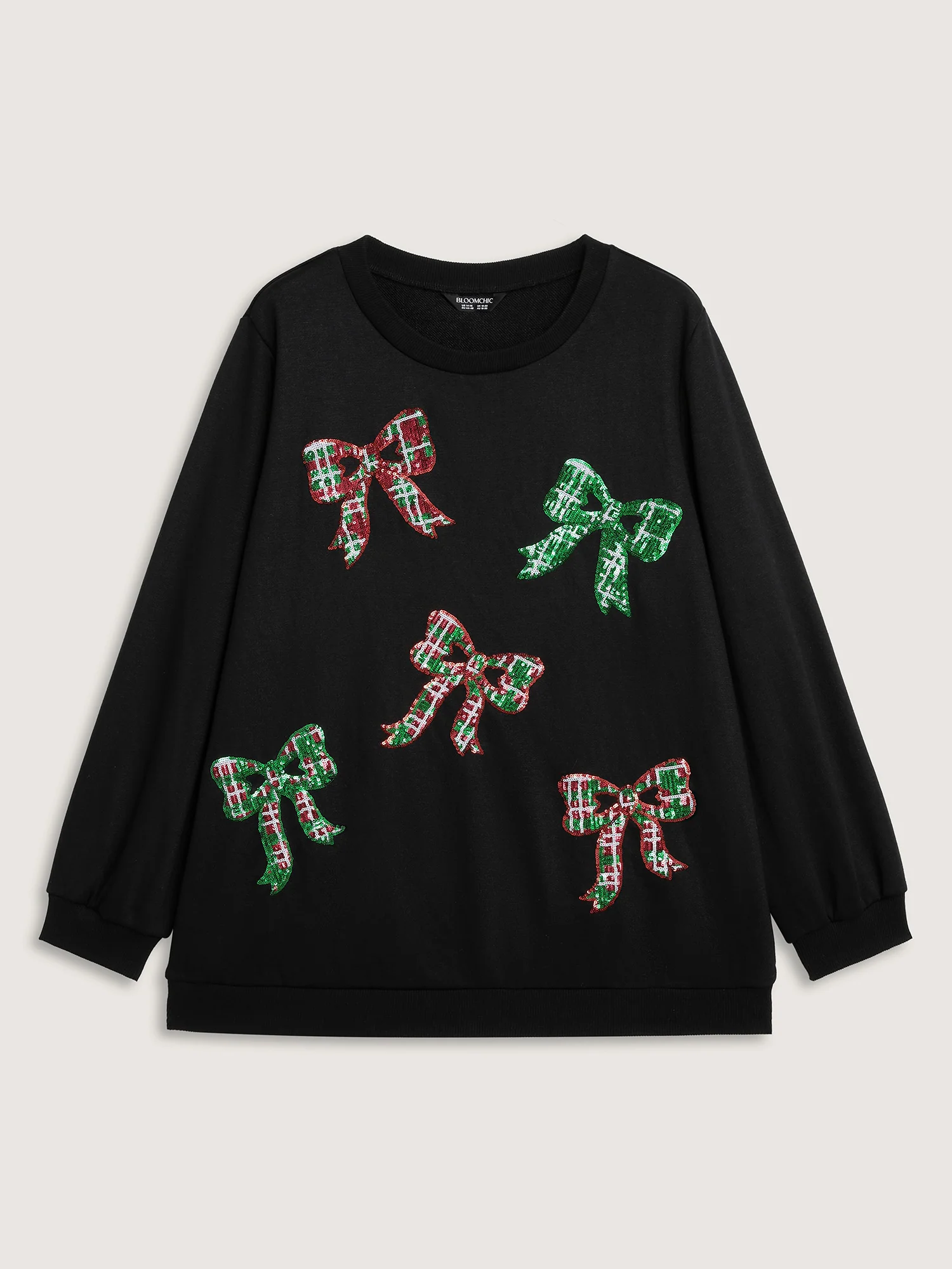 Bow Sequin Embroidery Sweathshirt