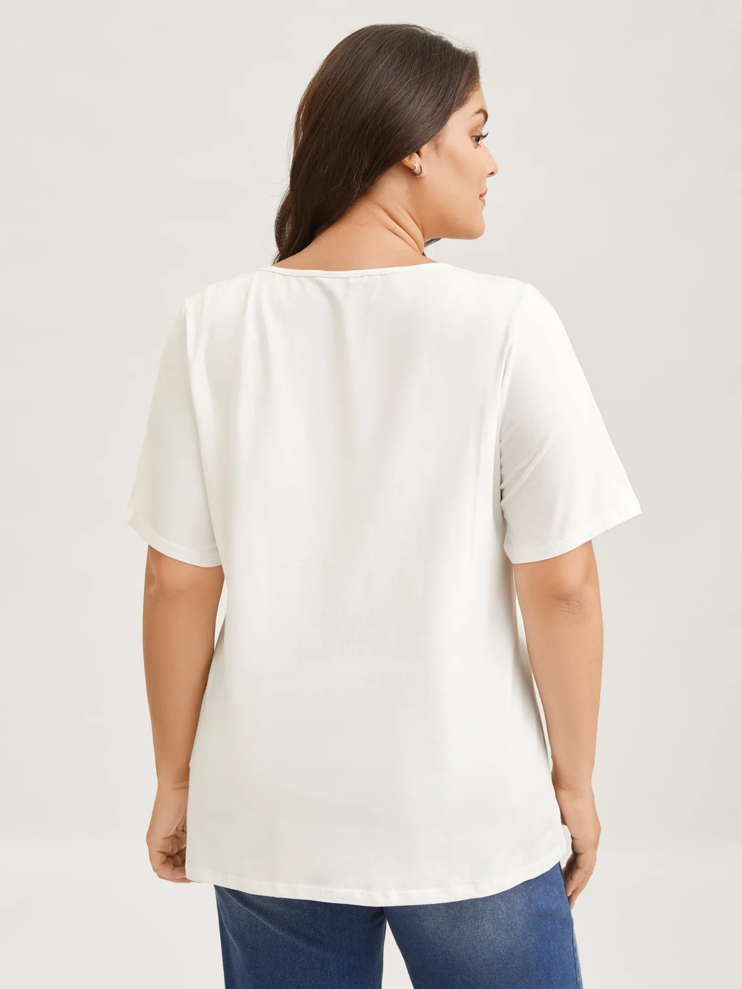 Cotton V Neck Plain Basic T-shirt