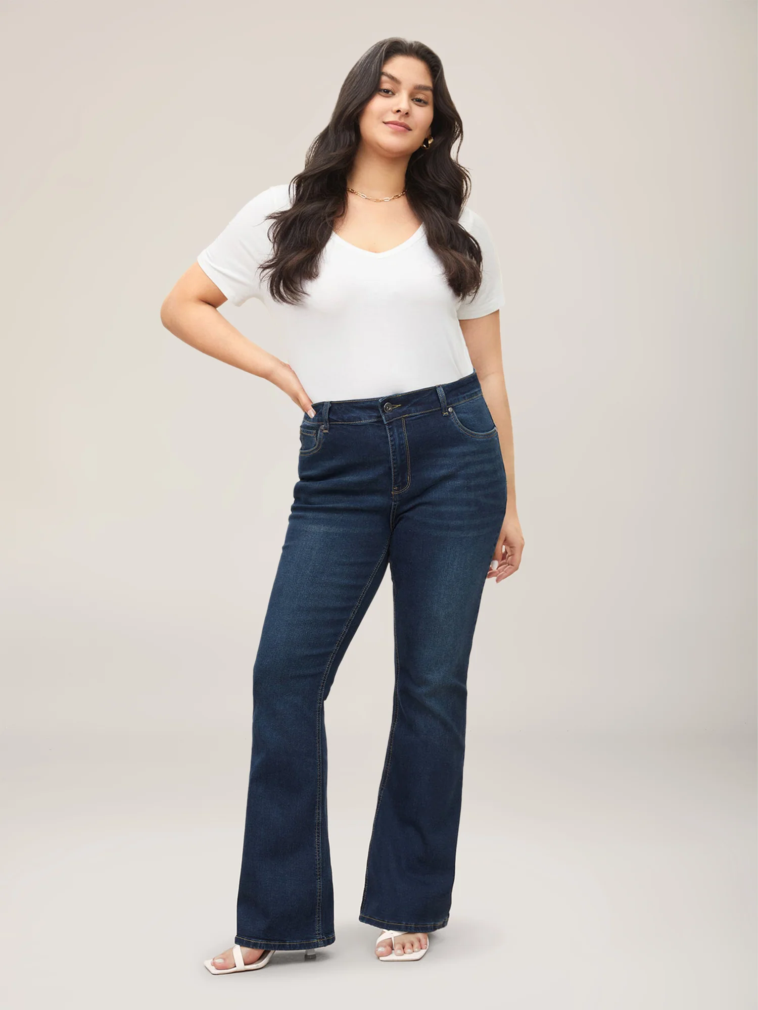 Bootcut Very Stretchy Mid Rise Medium Wash Sculpt Waist Jeans