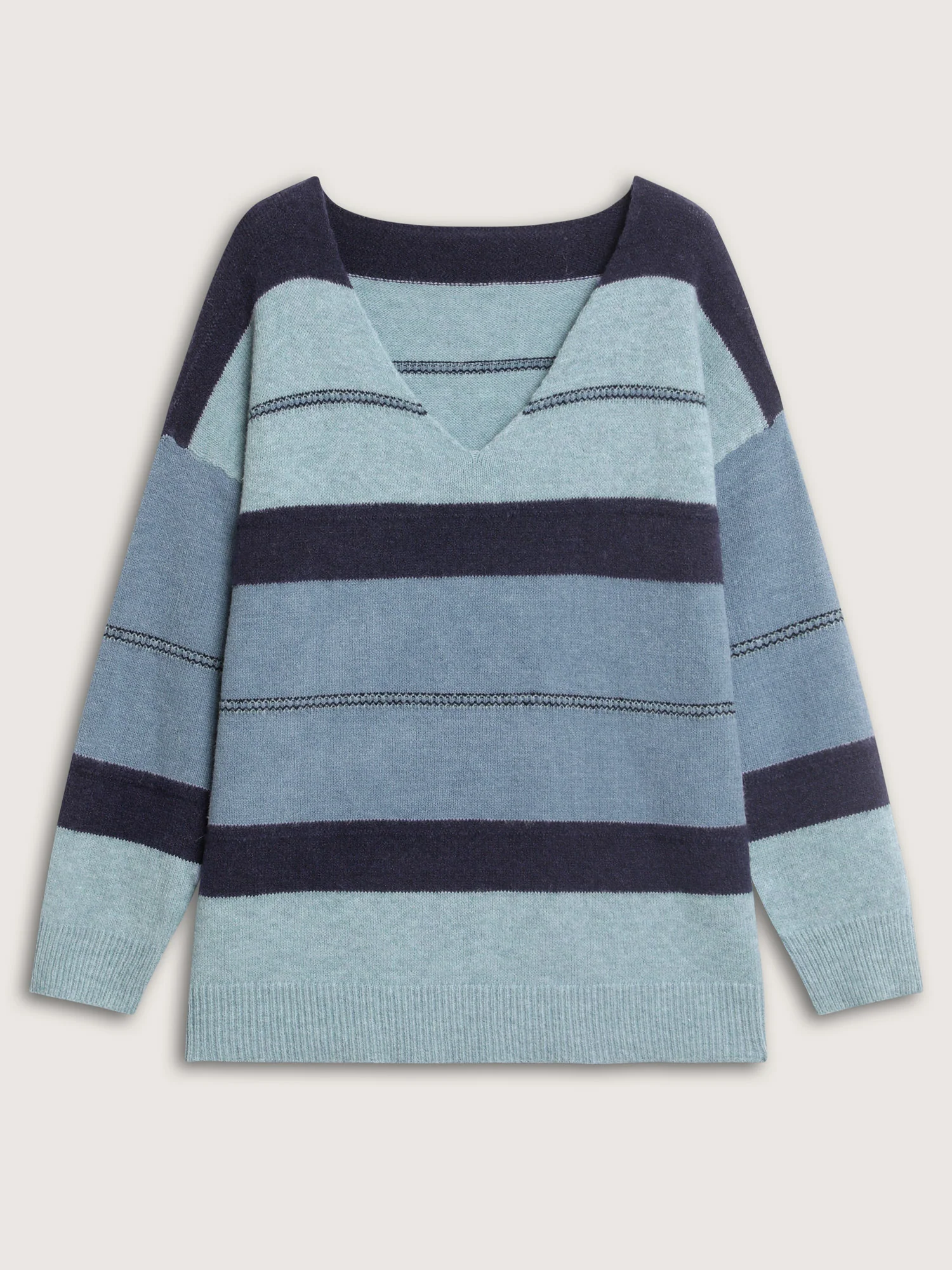 Striped Print Color Contrast Pullover