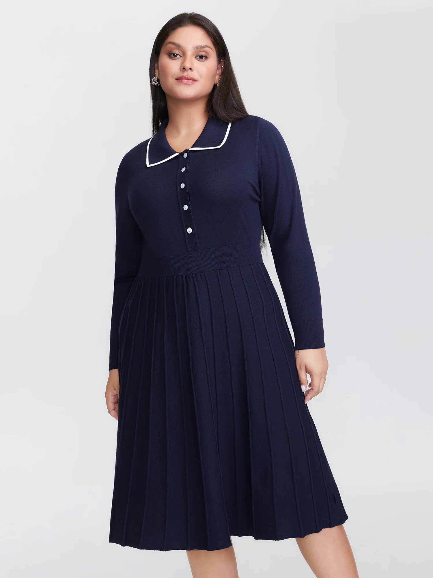 Supersoft Textured Polo Collar Sweater Dress