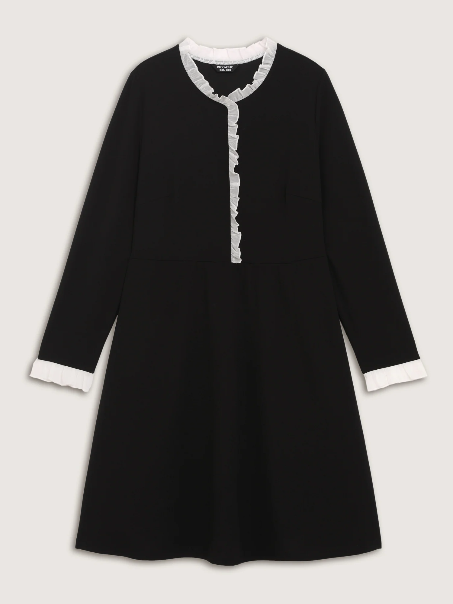 Color Contrast Ruffled Midi Dress