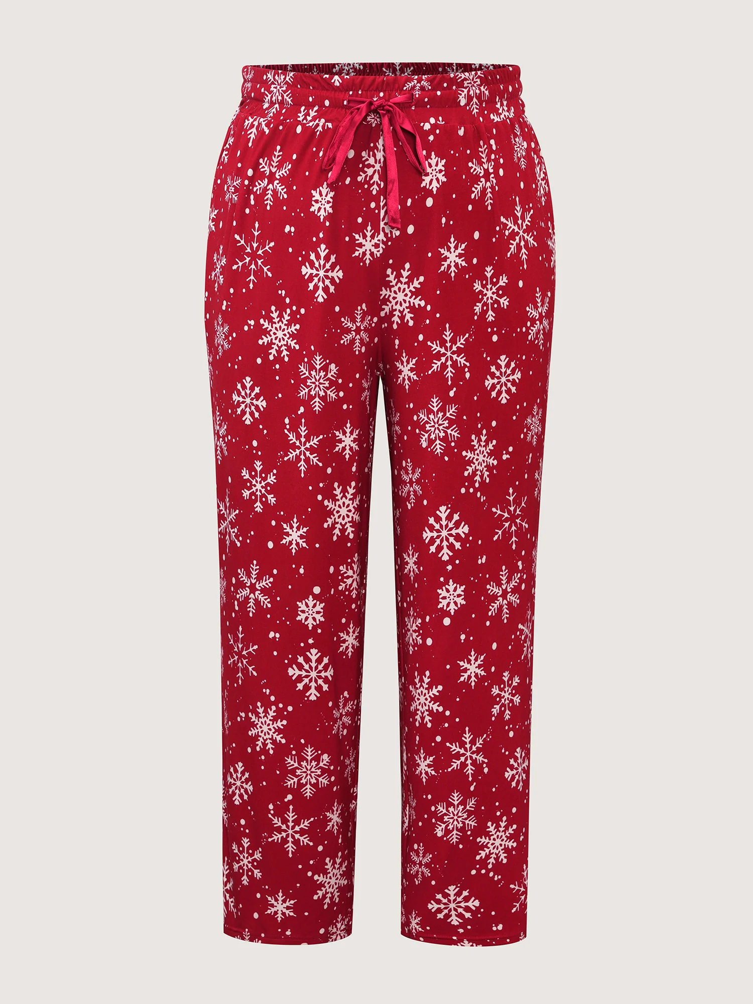 Snowflake Pattern Drawstring Waist Lounge Bottoms