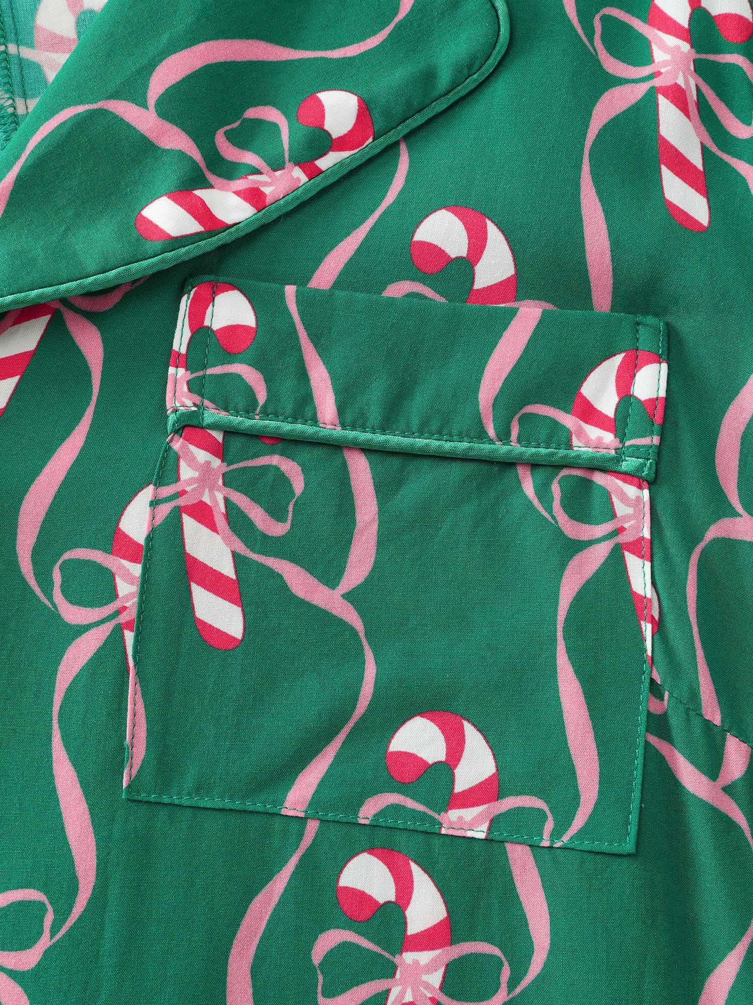 Holiday Print Color Contrast Robe Set