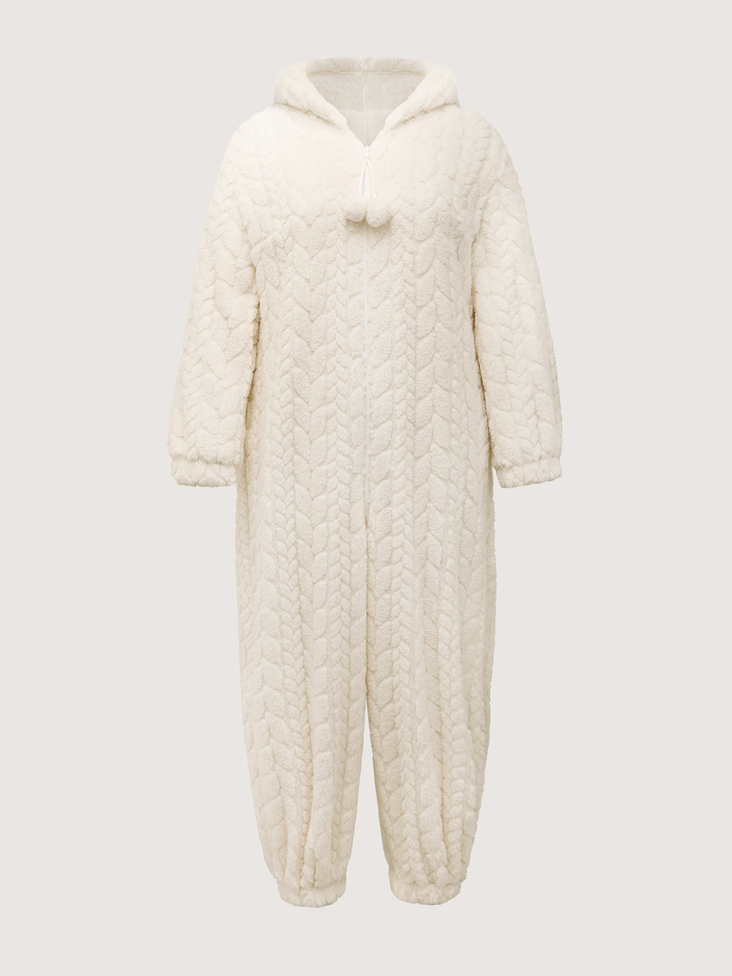 Fleece Zipper Hooded Sleep Jumpsuit