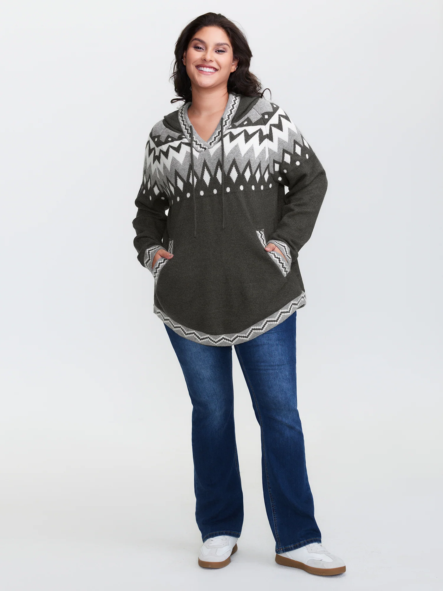 Supersoft Fair-Isle Super Stretchy Curvy Pullover