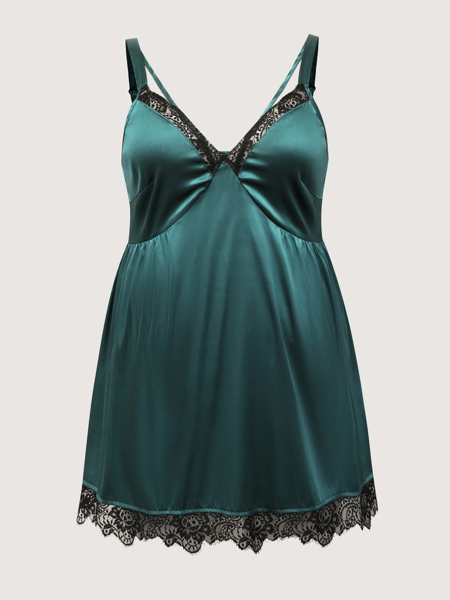 Satin Lace Trim Cut-Out Sleep Dress