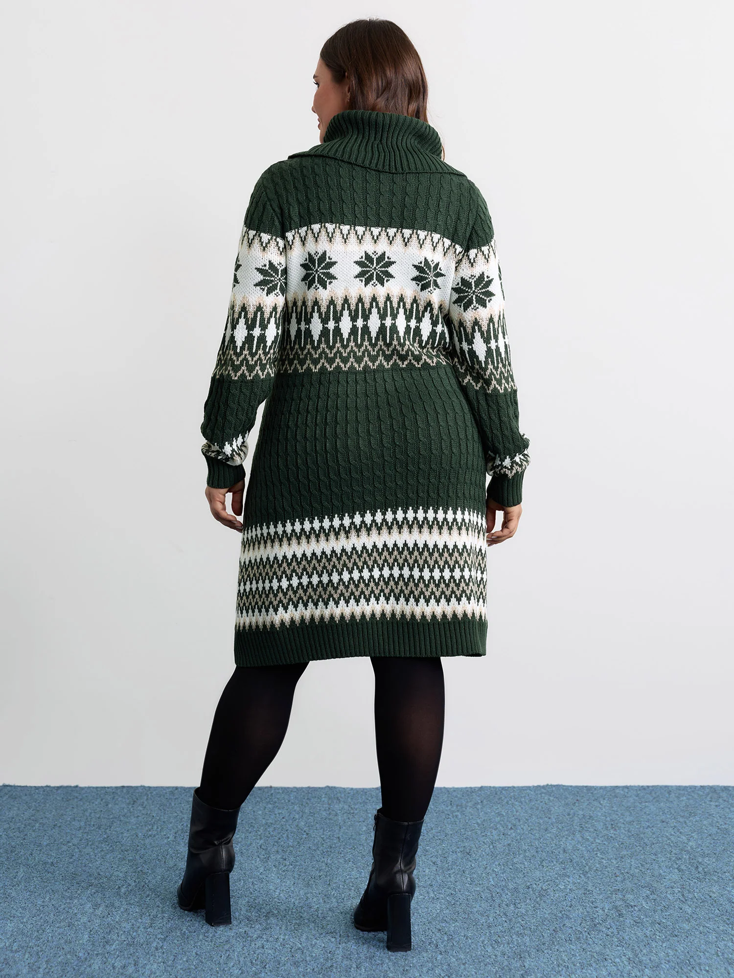 Holiday Textured Turtleneck Sweater Dress