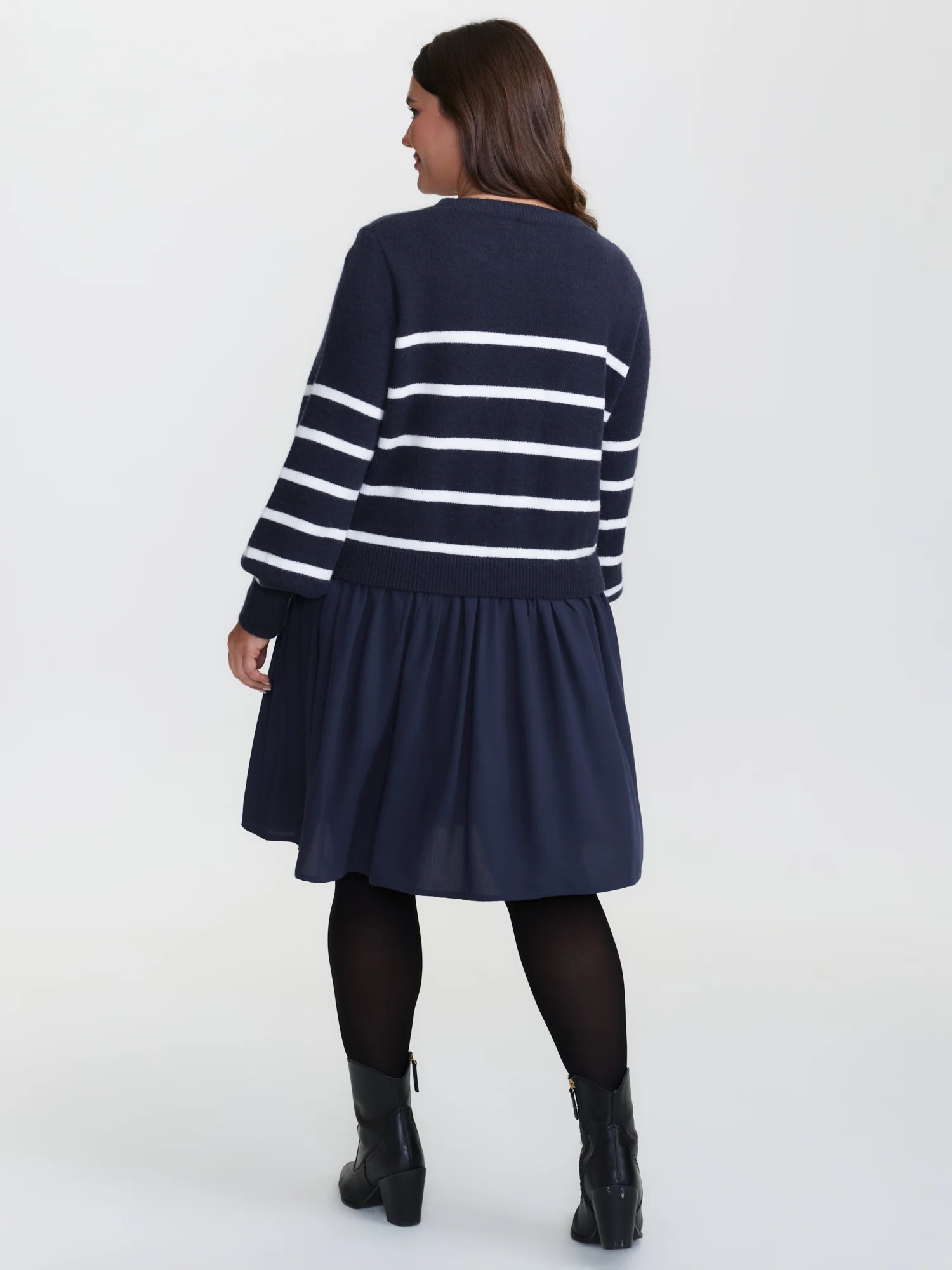 Supersoft Color Contrast Stripe Sweater Dress