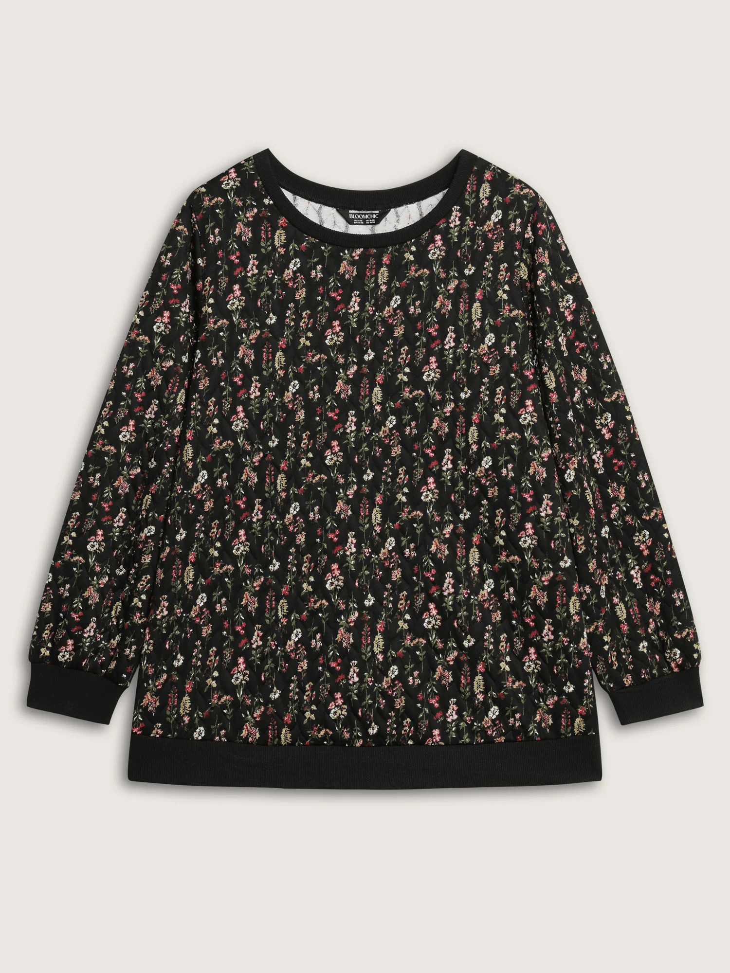 Floral Textured Round Neck Sweatshirt