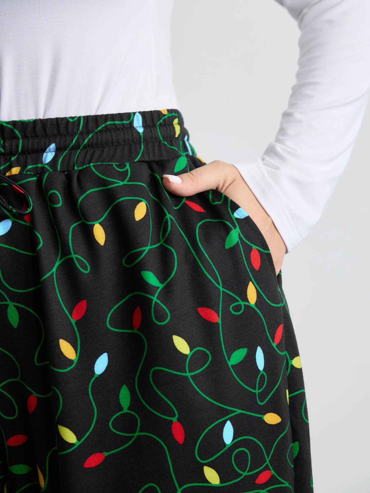 Colorful Lights Pattern Stretchy-Fit Pants