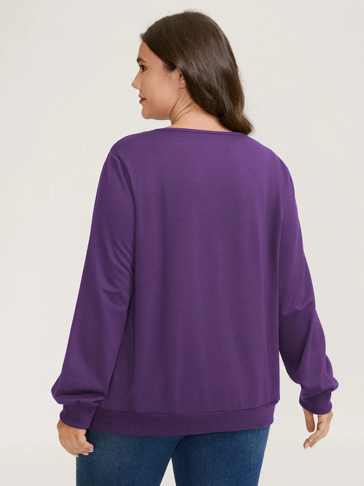 Plaid Spliced Wrap Contrast Sweatshirt