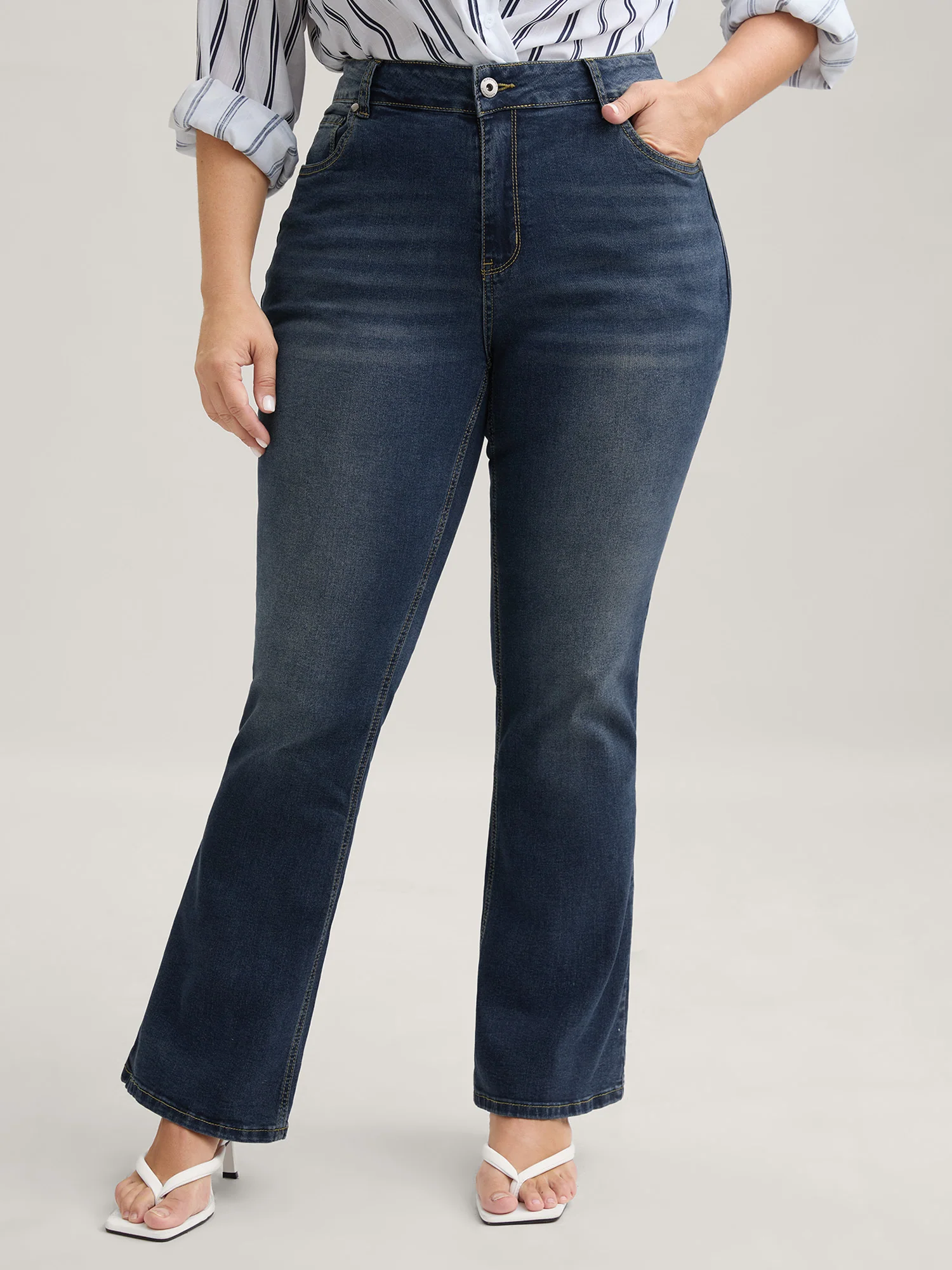 Bootcut Very Stretchy Mid Rise Medium Wash Sculpt Waist Jeans