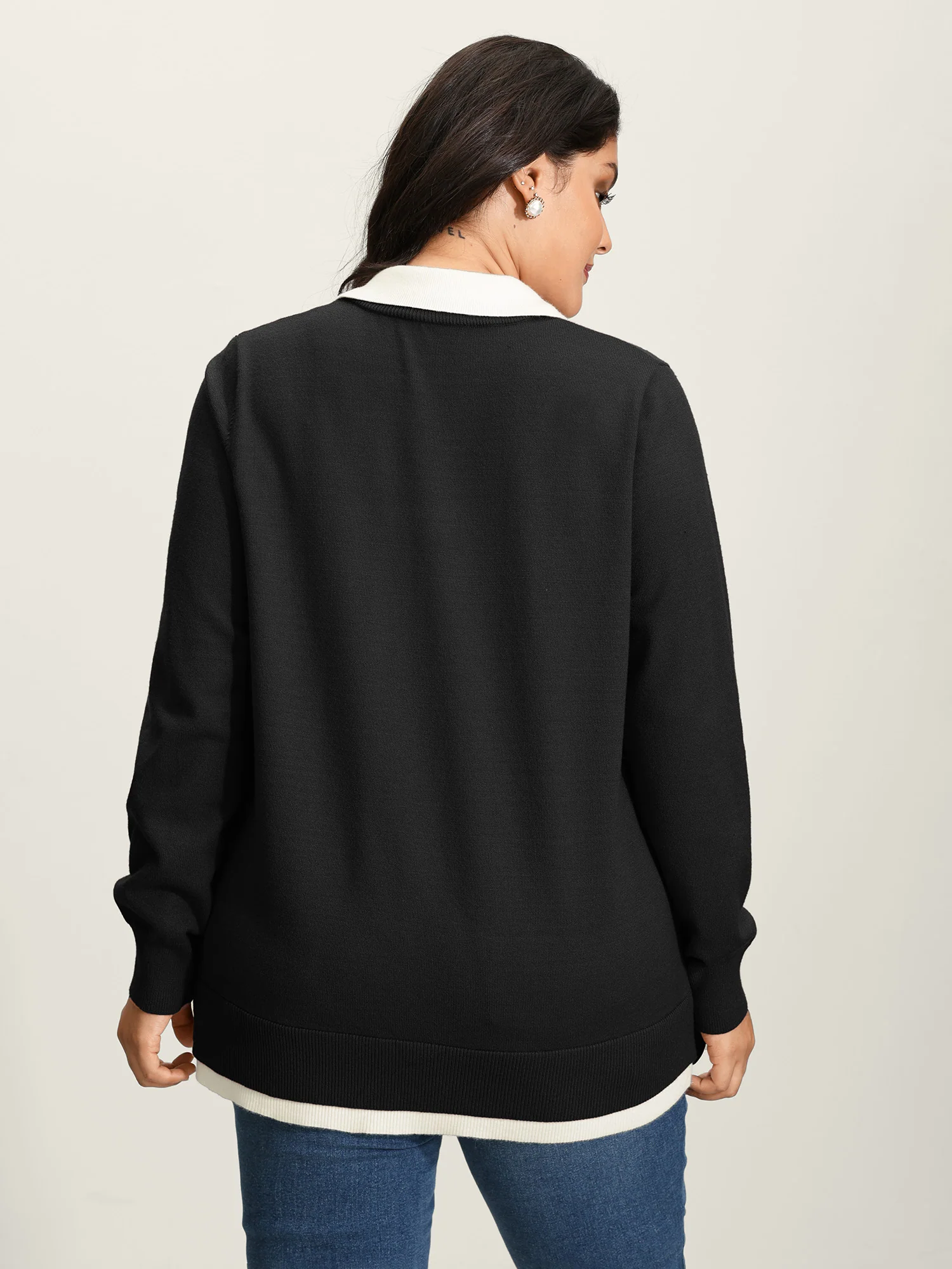 Supersoft 2-in-1 Polo Collar Color Contrast Pullover