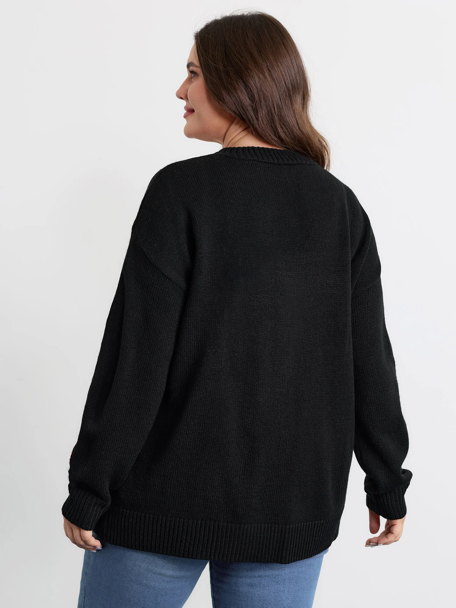 Gingerbread Santa Embroidery Knit Cardigan