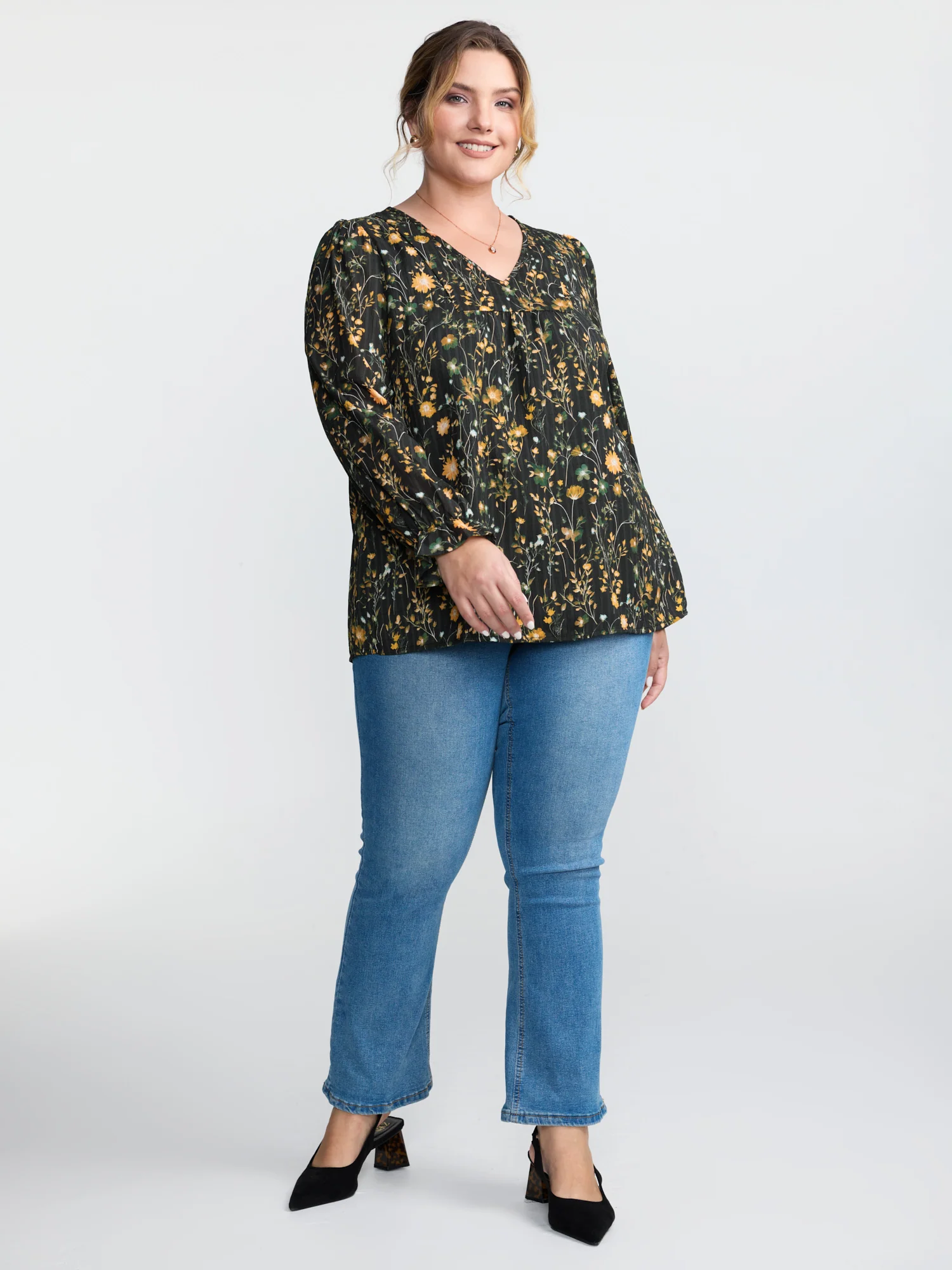 Floral Print Long Sleeve Blouse