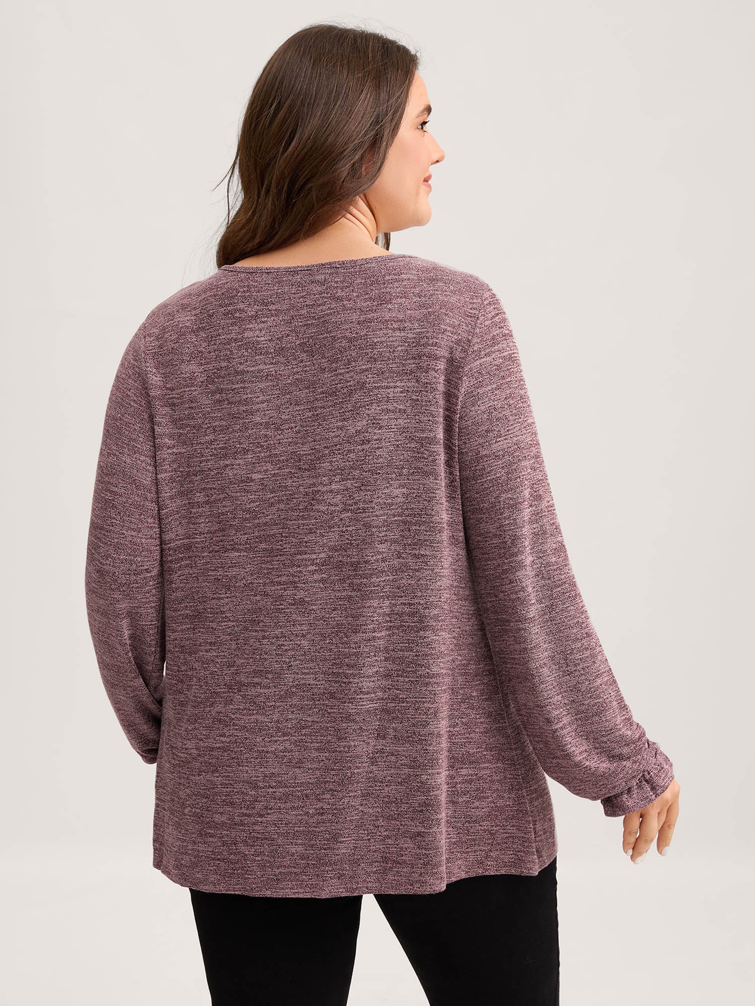 Round Neck Heather Pleated T-shirt