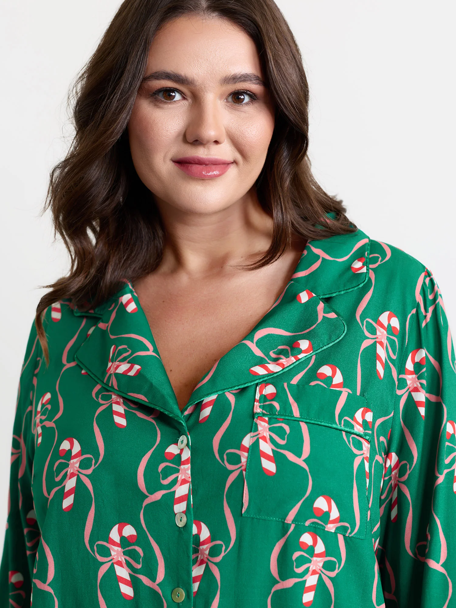 Holiday Print Color Contrast Robe Set