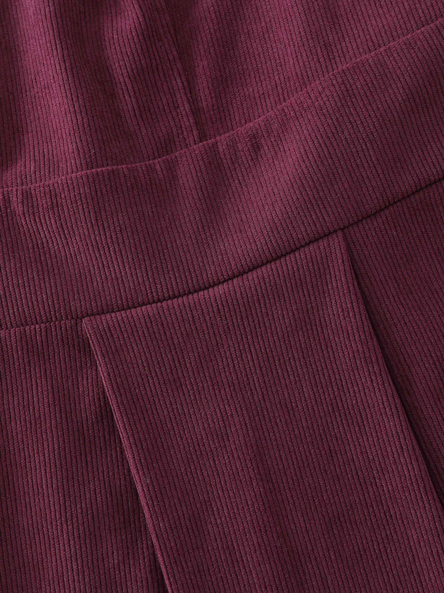 Corduroy Stretchy Waist V-Neck Midi Dress