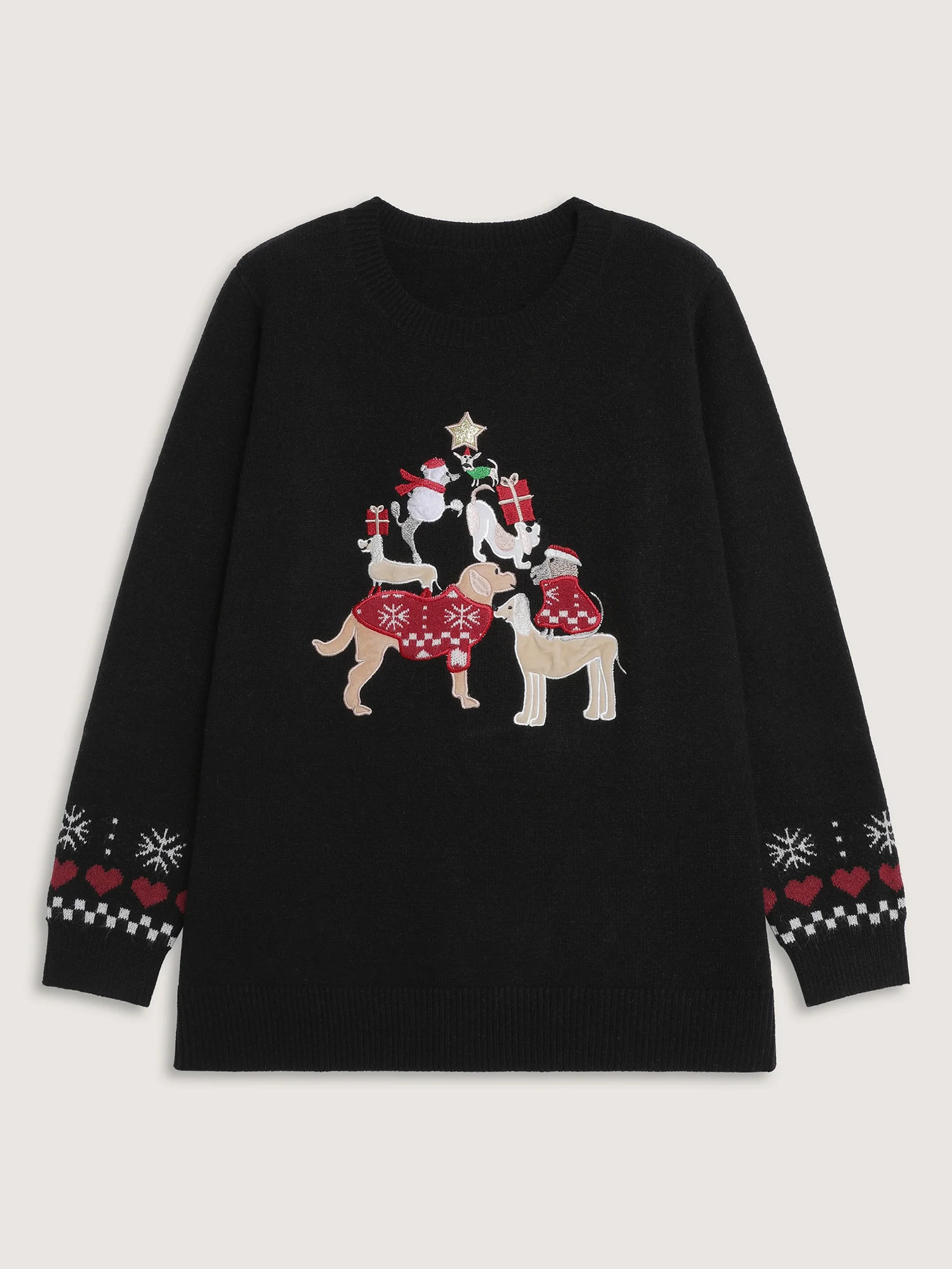Holiday Puppy Applique Jacquard Pullover
