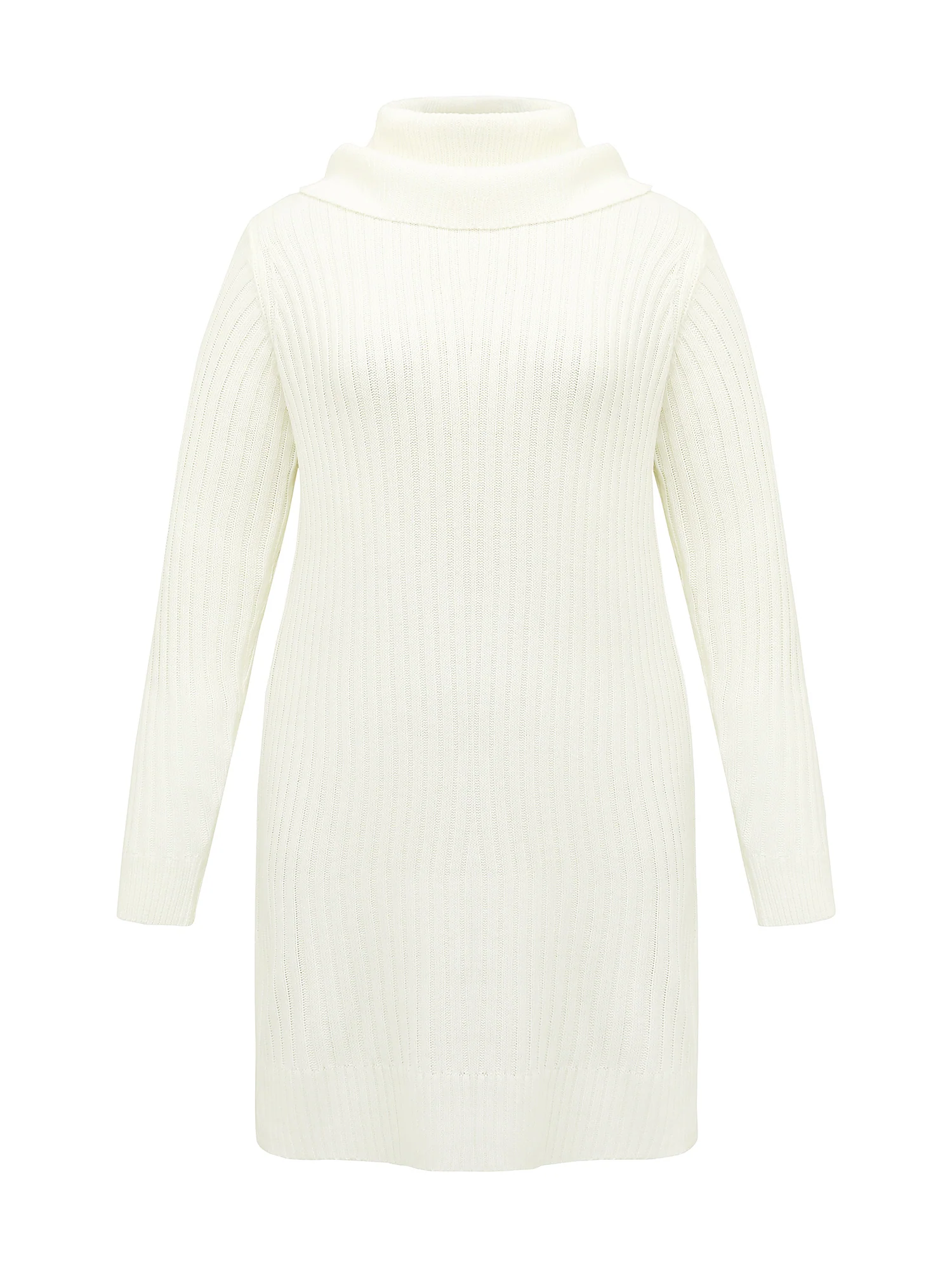 High Turtleneck Textured Sweater Dress