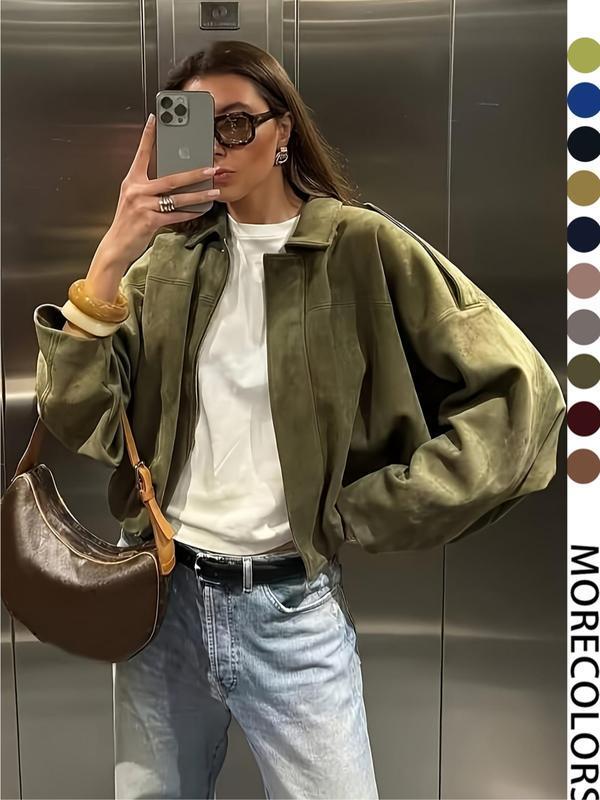 🔥Last day promotion⚡Military Short Jacket, Casual Loose Fit Women's Coat, Trendy Army Color Outerwear for Daily Wear