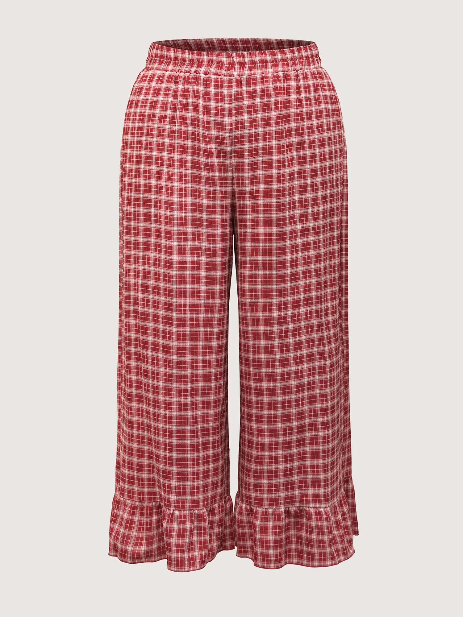 Gingham Ruffled Hem Loungewear Set
