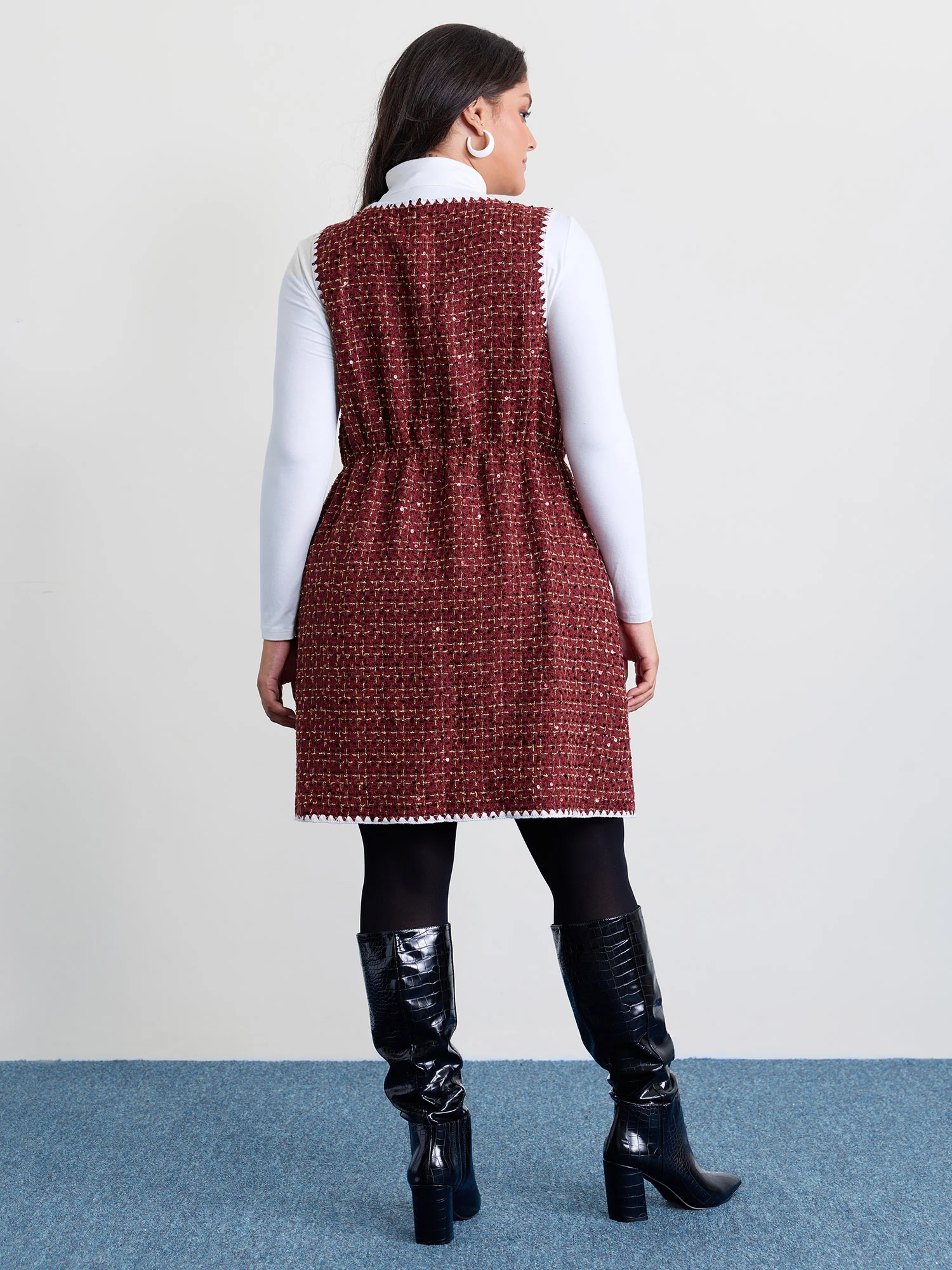 Holiday Tweed Contrast Edge Mini Dress