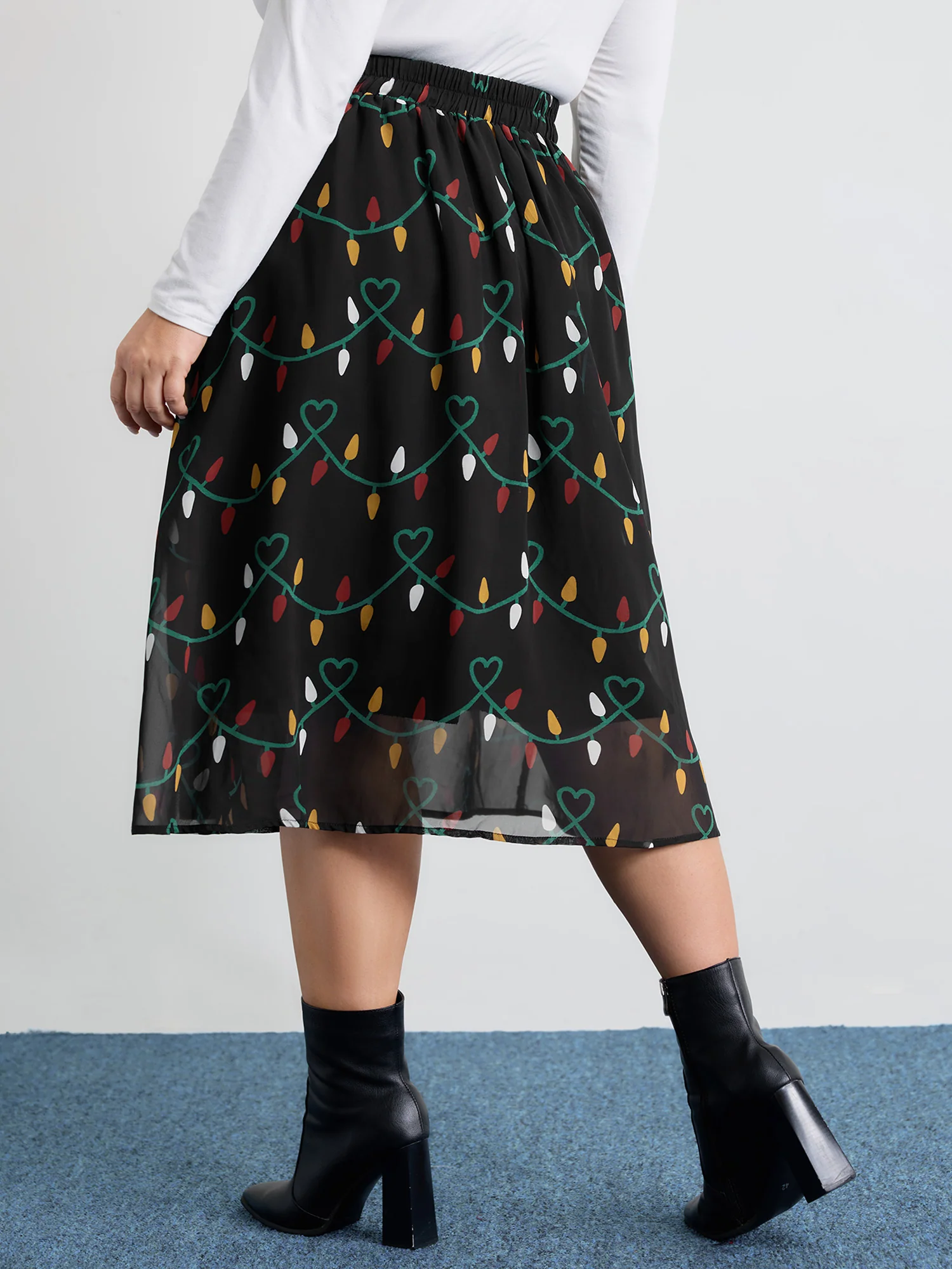 Tweed Fairy Lights Pockets Midi Skirt