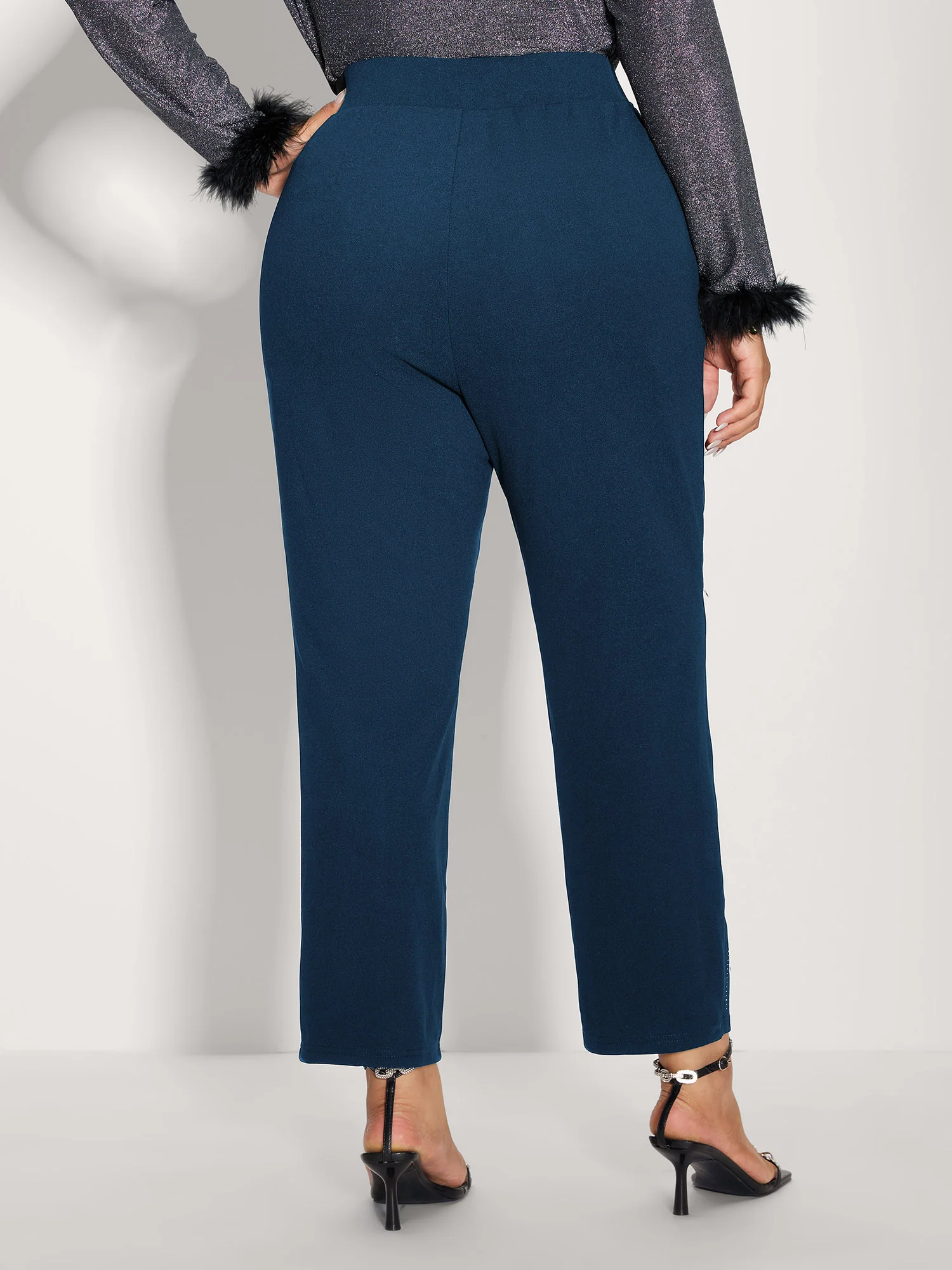 Stretchy Diamond Detail Hem Pants