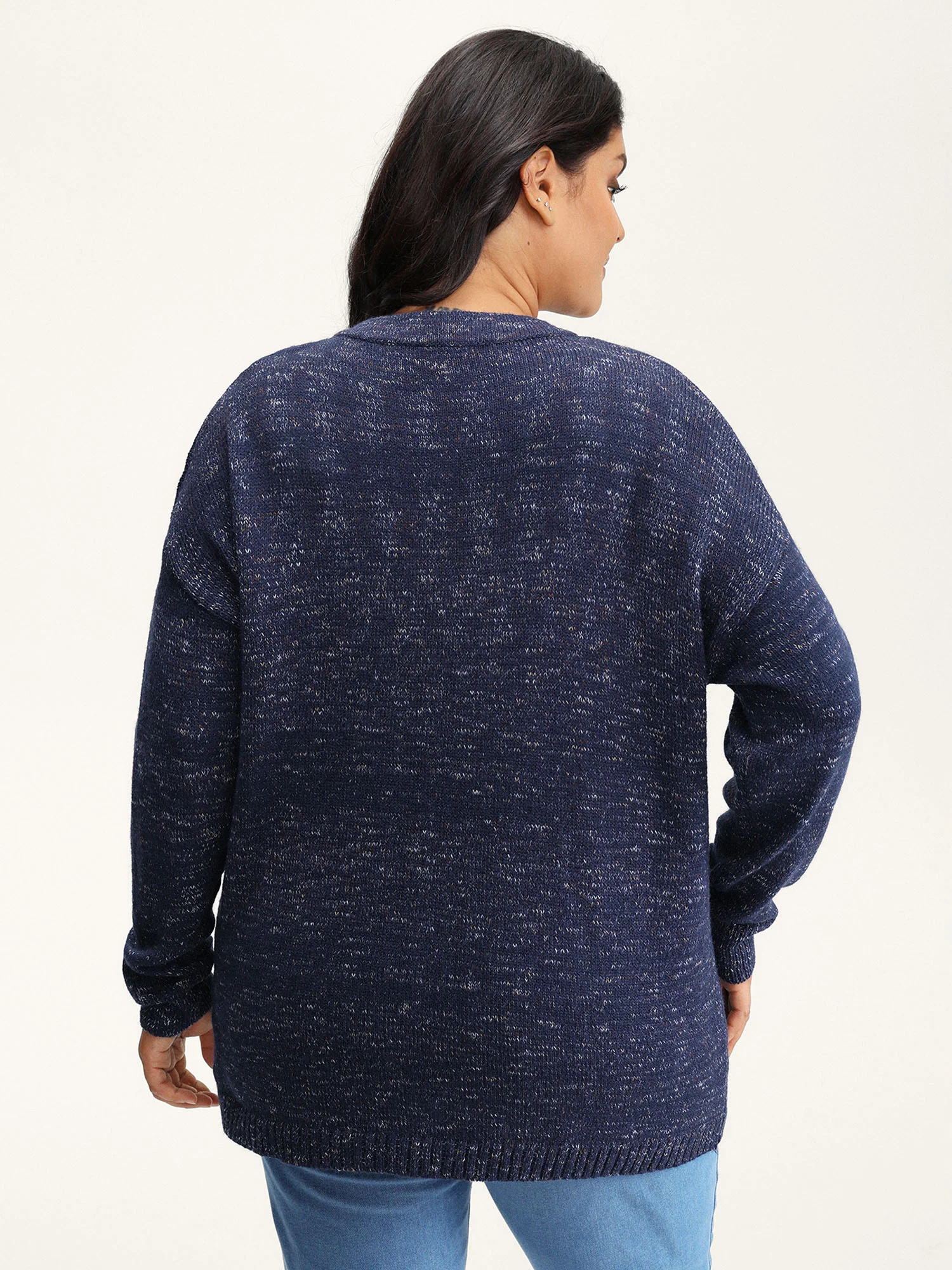 Heather Textured Button Neck Pullover